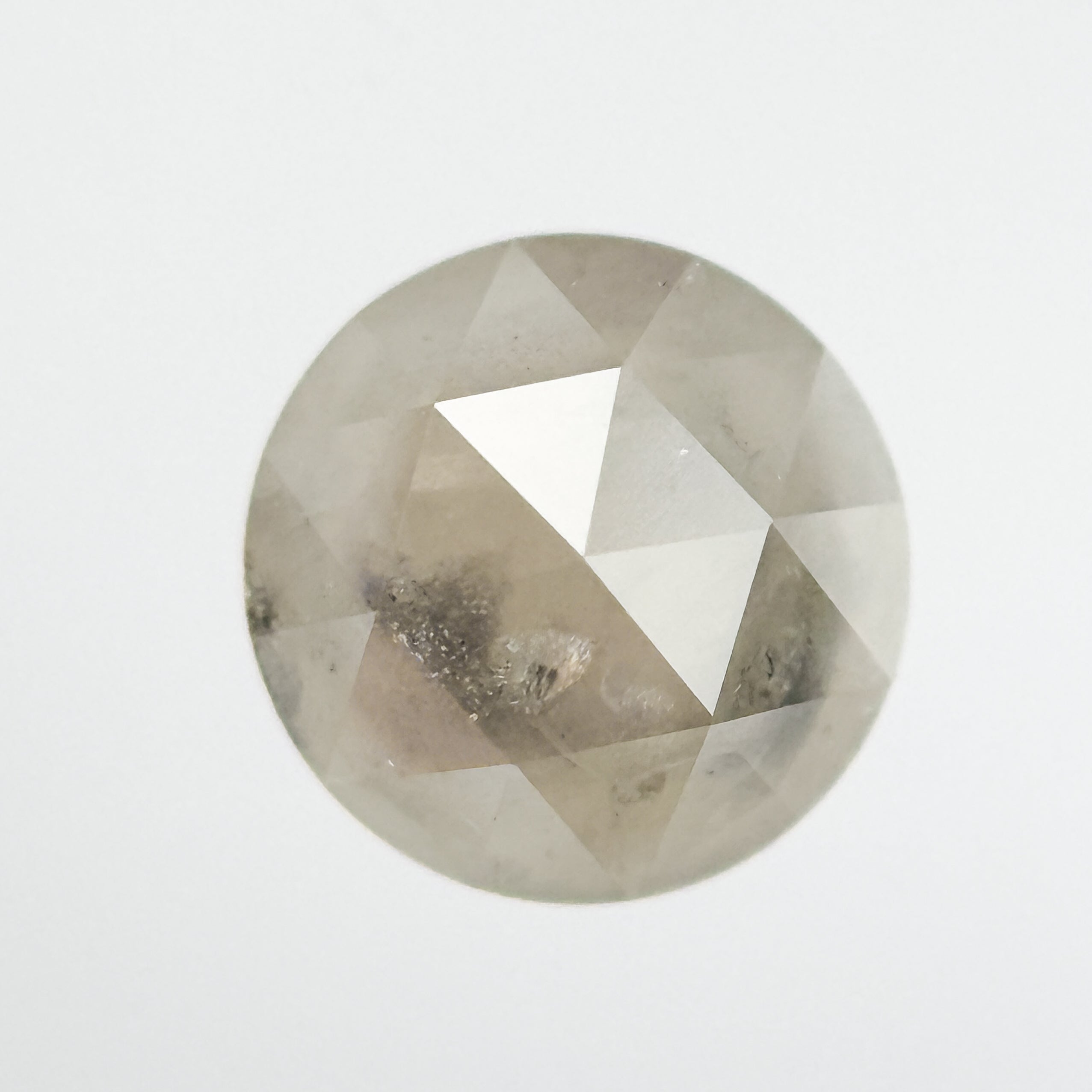 1.16 Ct Round Rose Cut Grey Natural Salt and Pepper Diamond