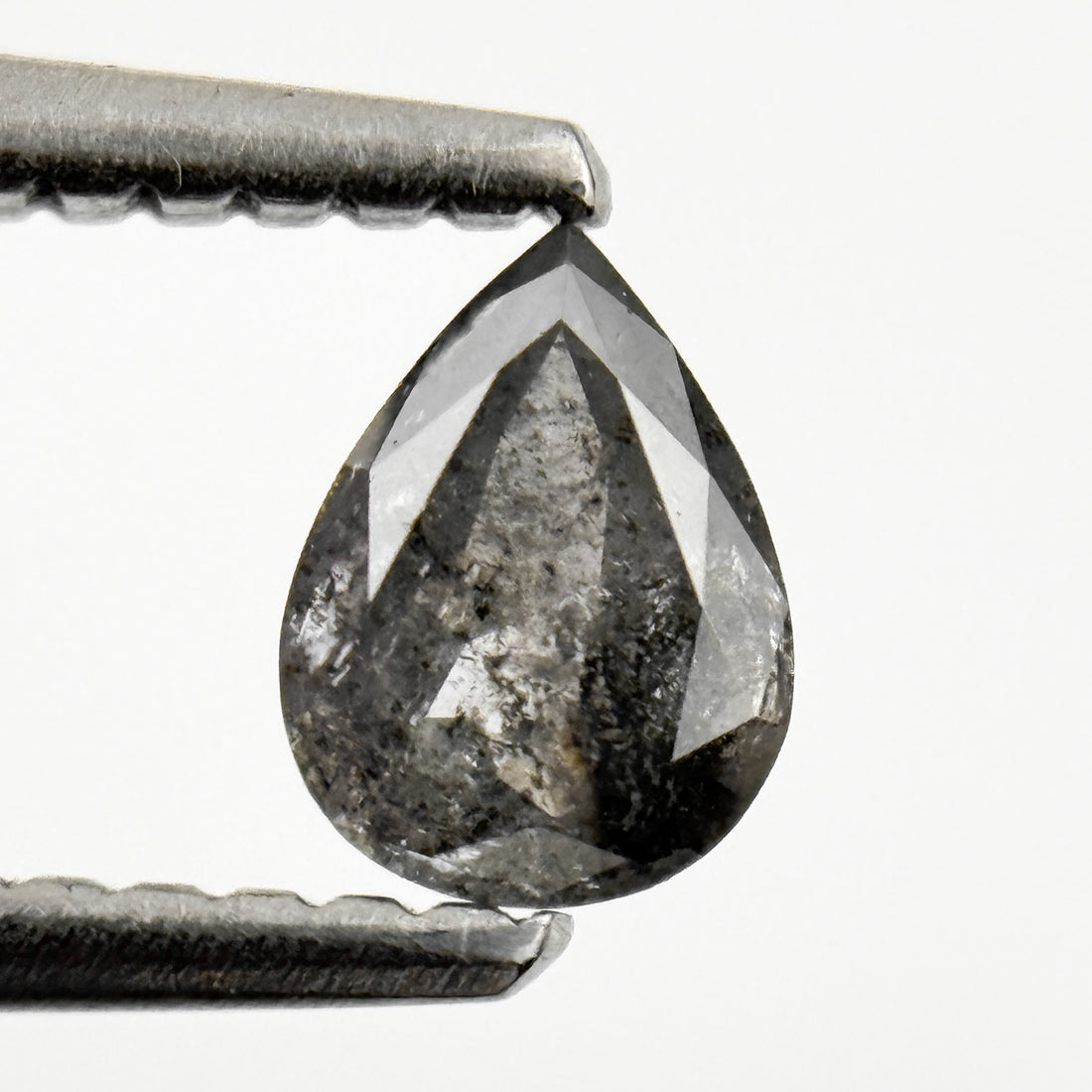 0.35 Ct Pear Rose Cut Grey Natural Salt and Pepper Diamond