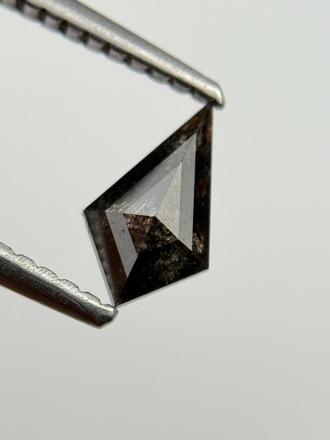 0.48 Ct Kite Rose Cut Black Natural Salt and Pepper Diamond
