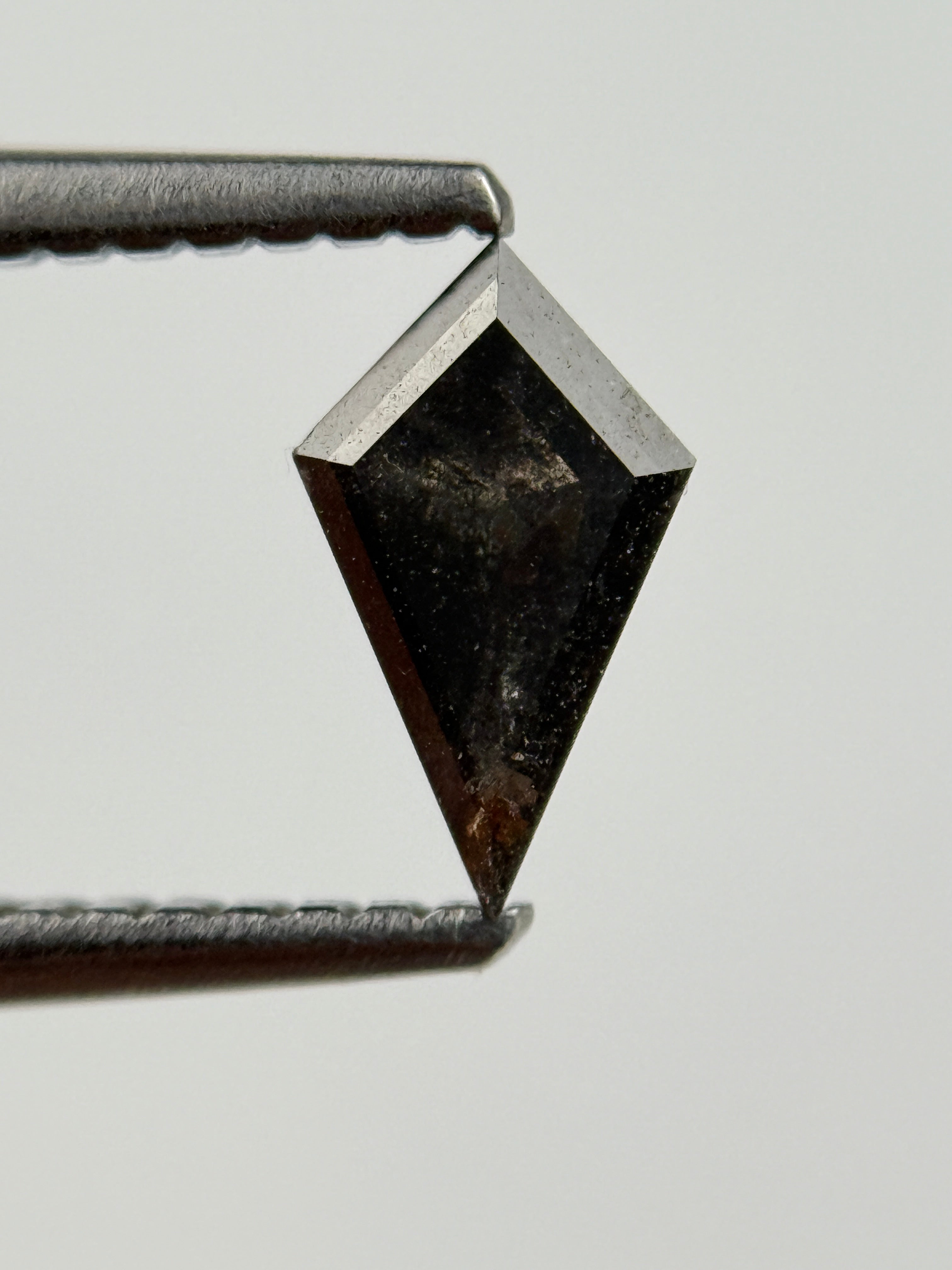 0.48 Ct Kite Rose Cut Black Natural Salt and Pepper Diamond
