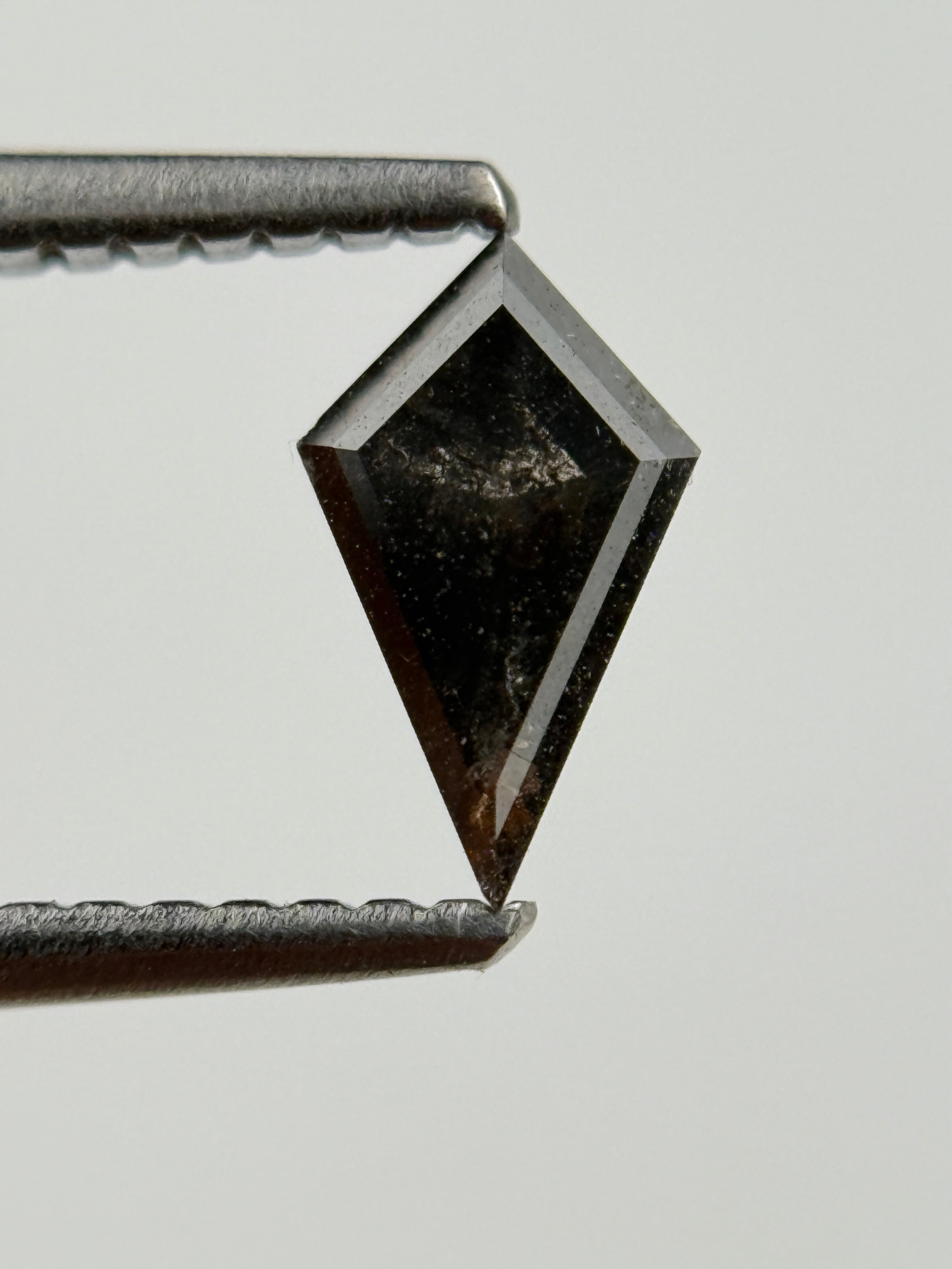 0.48 Ct Kite Rose Cut Black Natural Salt and Pepper Diamond