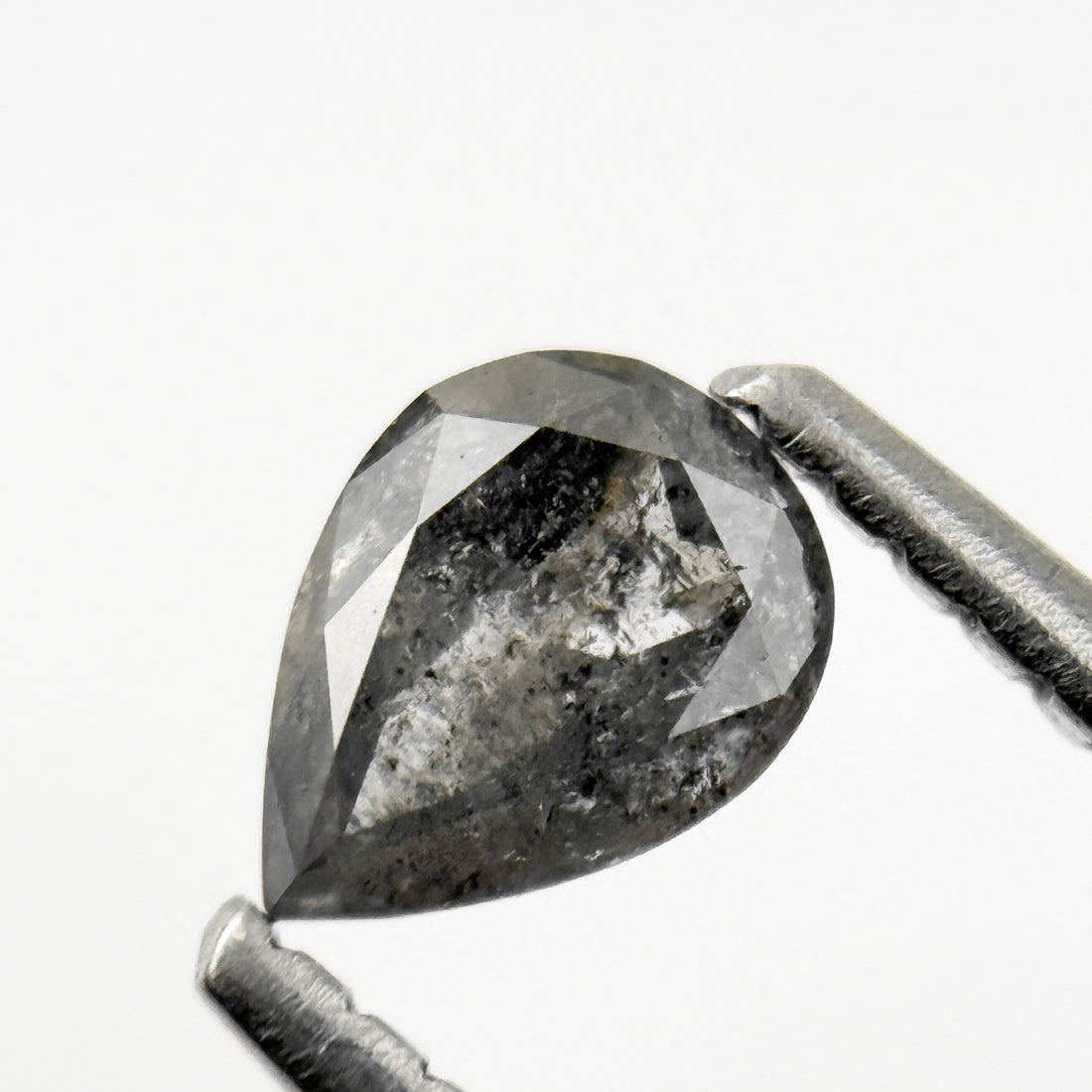 0.35 Ct Pear Rose Cut Grey Natural Salt and Pepper Diamond