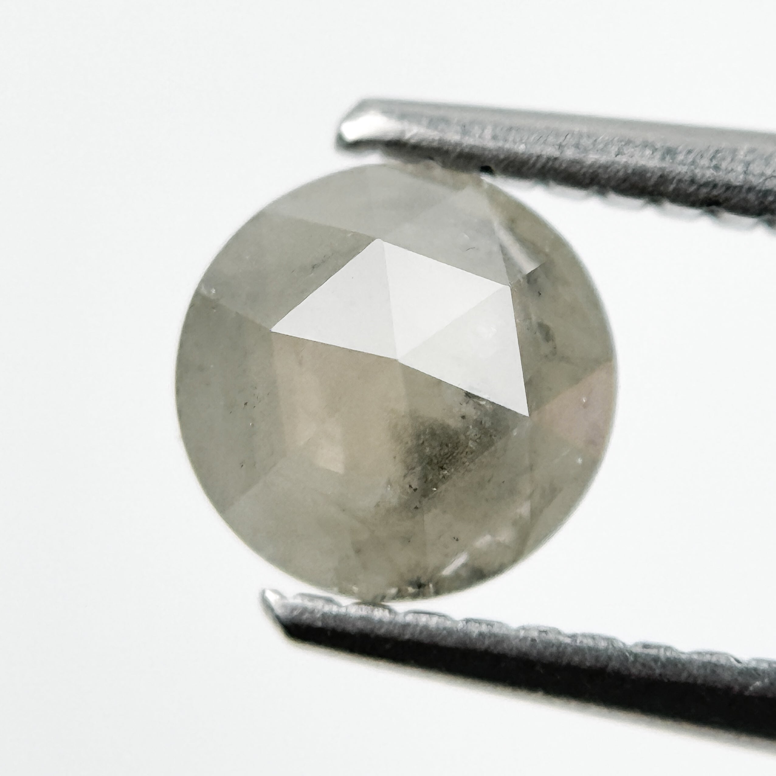 1.16 Ct Round Rose Cut Grey Natural Salt and Pepper Diamond