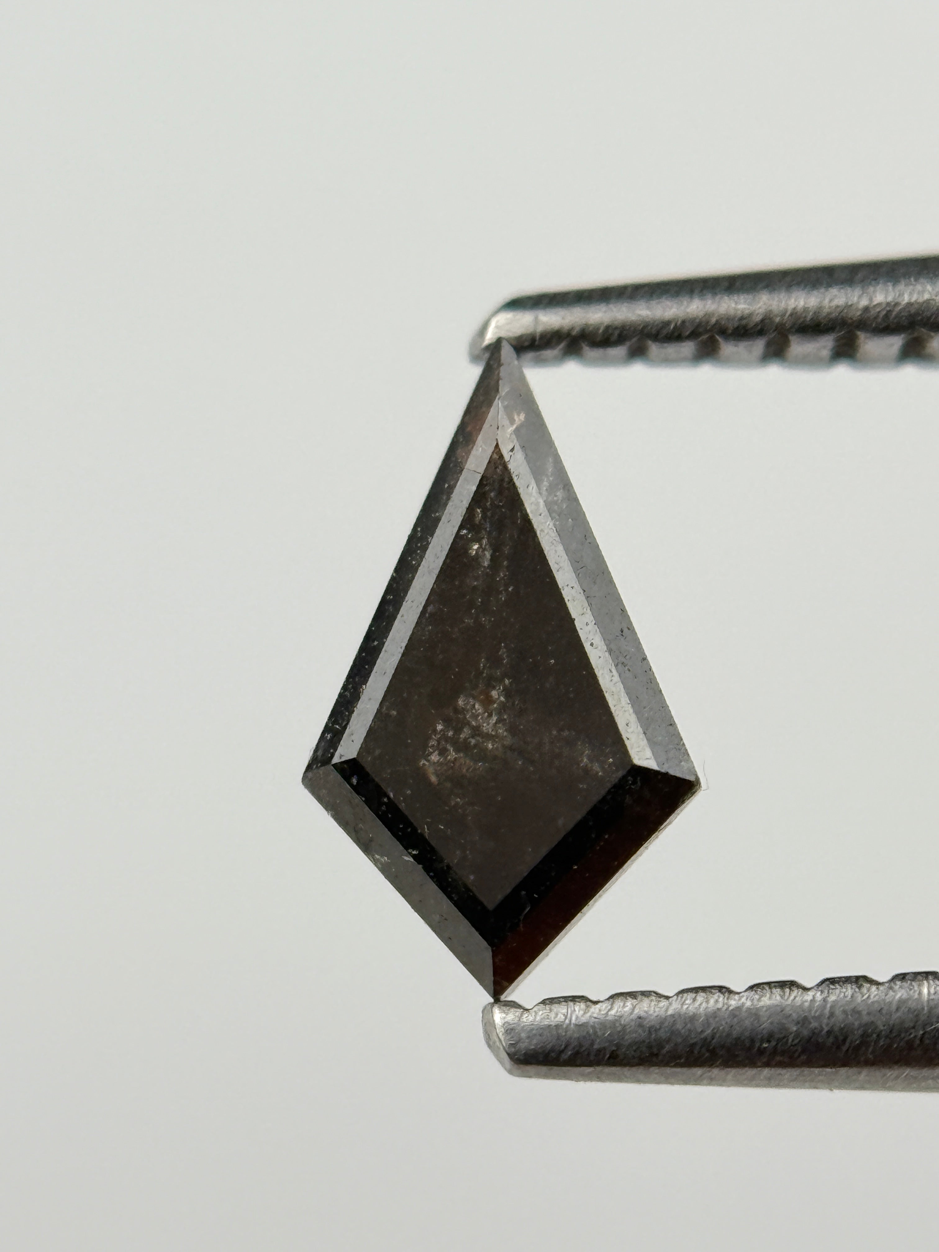 0.48 Ct Kite Rose Cut Black Natural Salt and Pepper Diamond