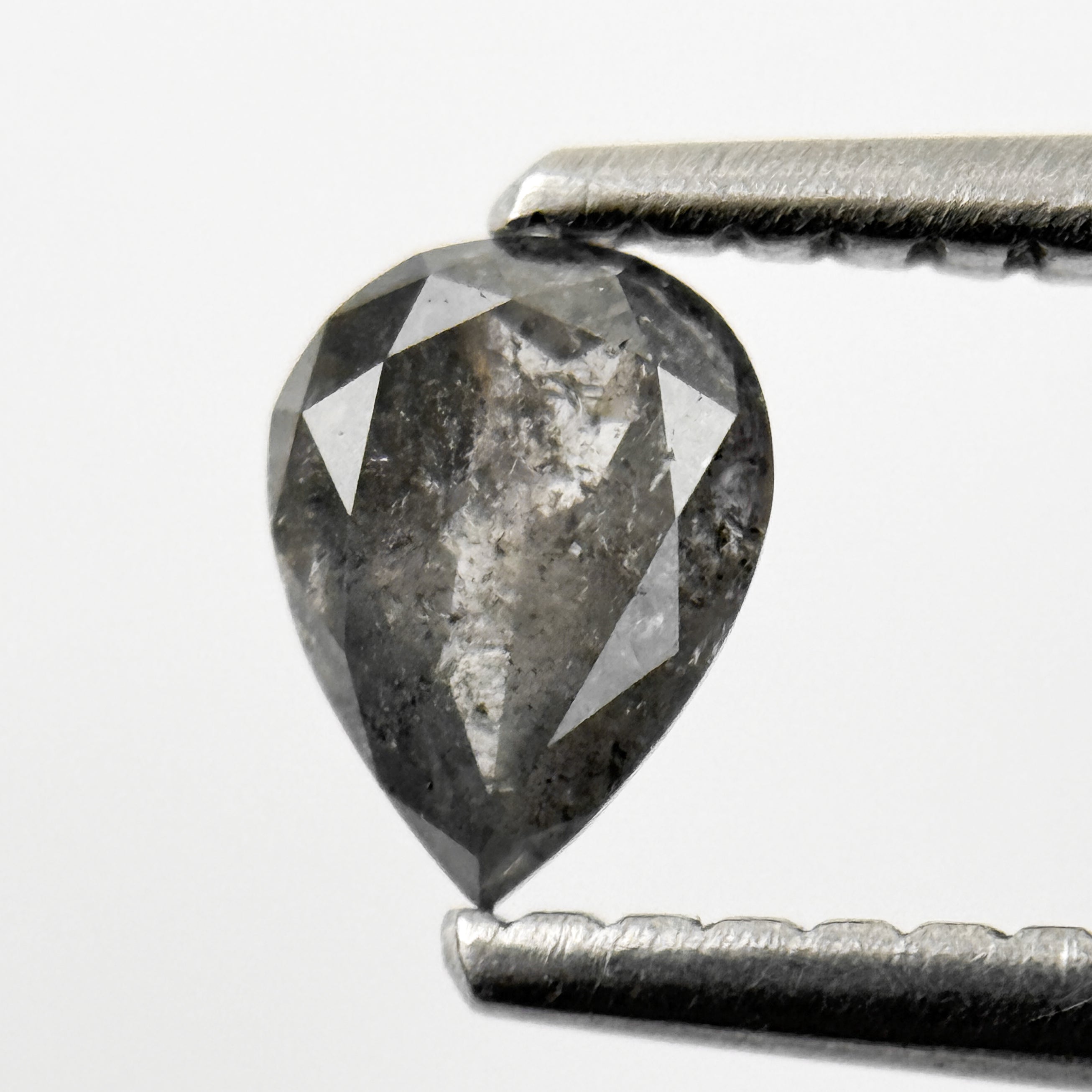 0.35 Ct Pear Rose Cut Grey Natural Salt and Pepper Diamond