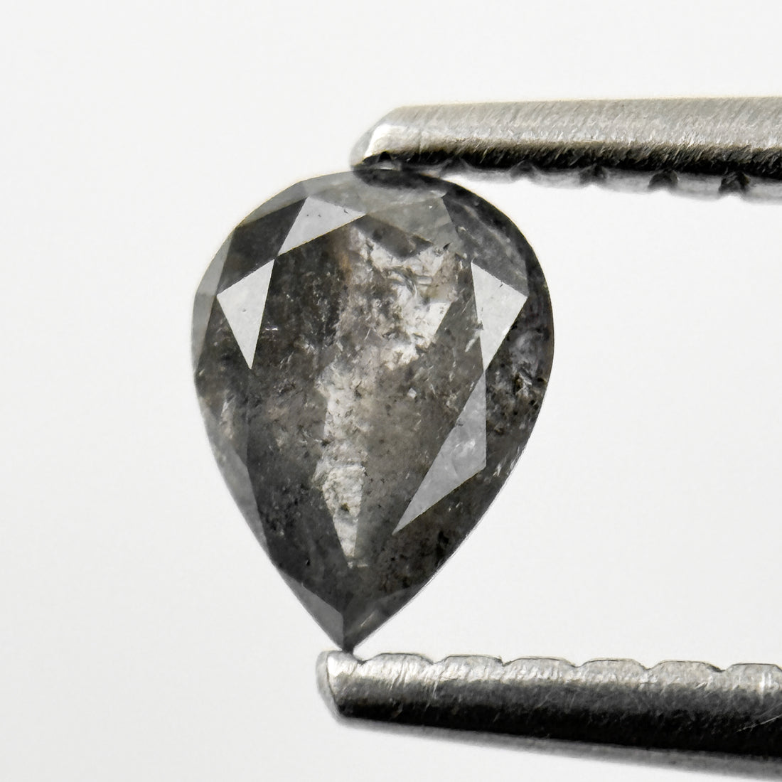 0.35 Ct Pear Rose Cut Grey Natural Salt and Pepper Diamond