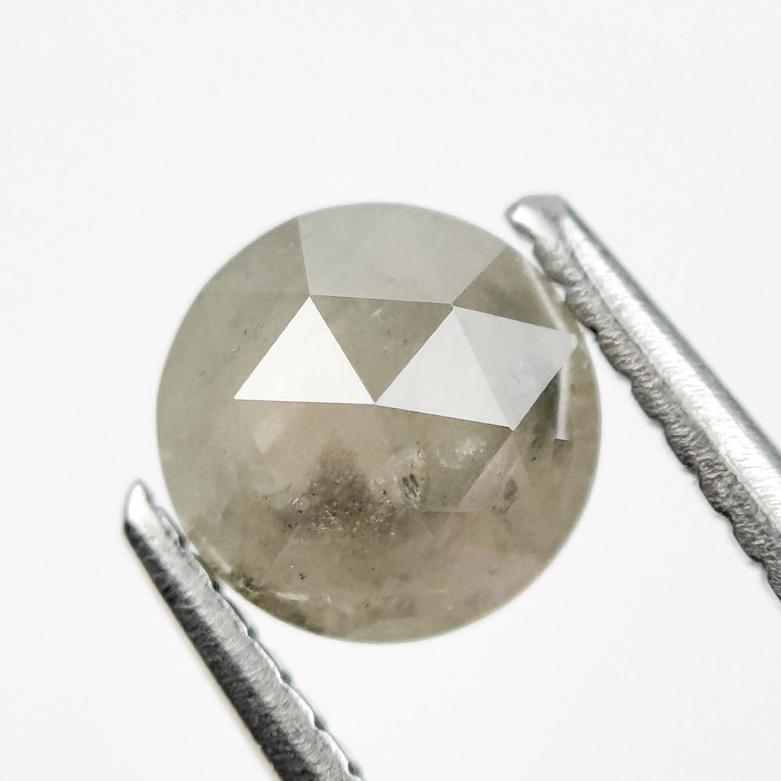 1.16 Ct Round Rose Cut Grey Natural Salt and Pepper Diamond