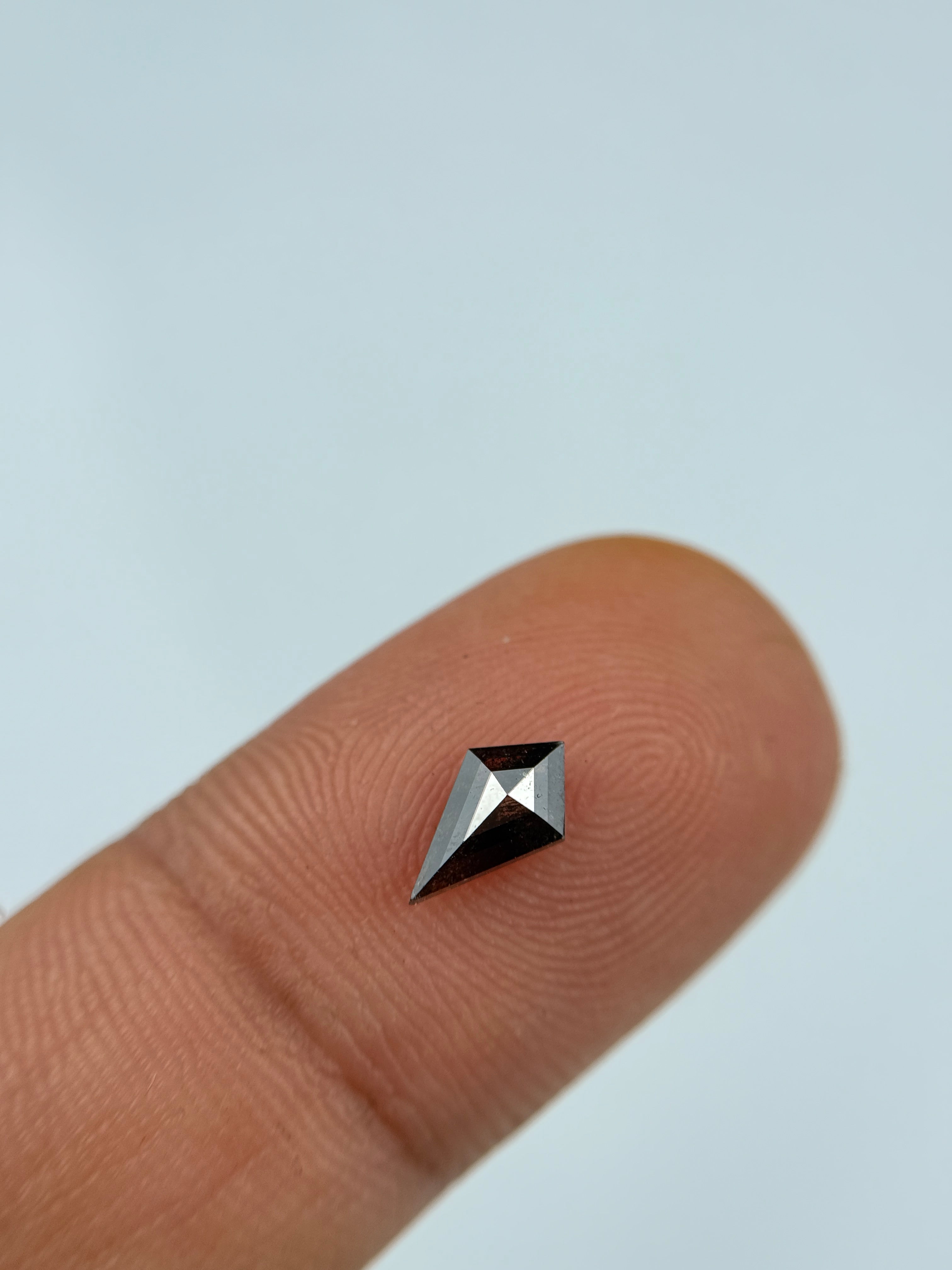 0.48 Ct Kite Rose Cut Black Natural Salt and Pepper Diamond