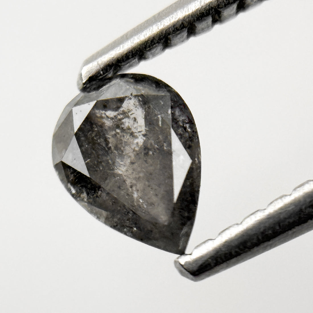 0.35 Ct Pear Rose Cut Grey Natural Salt and Pepper Diamond