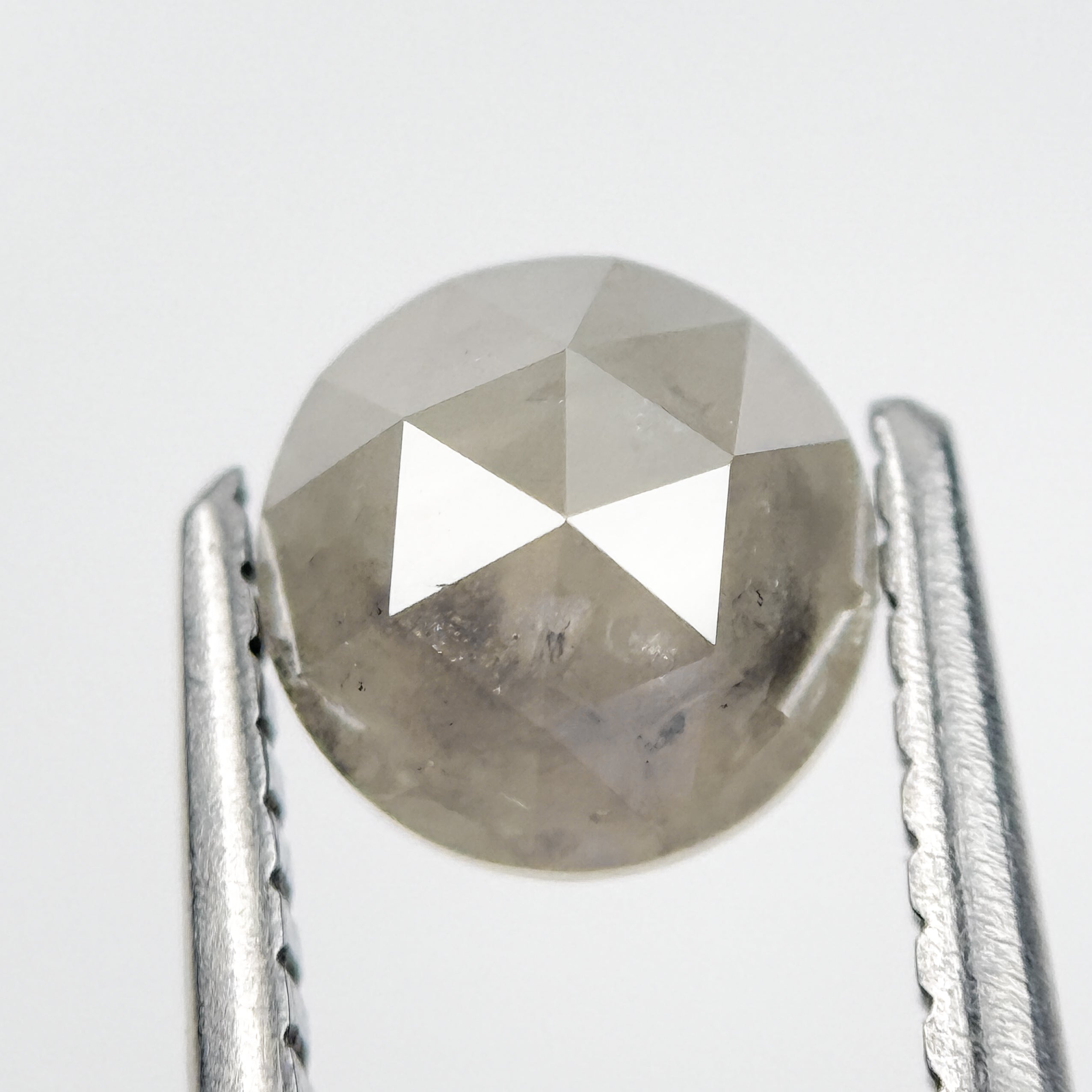 1.16 Ct Round Rose Cut Grey Natural Salt and Pepper Diamond