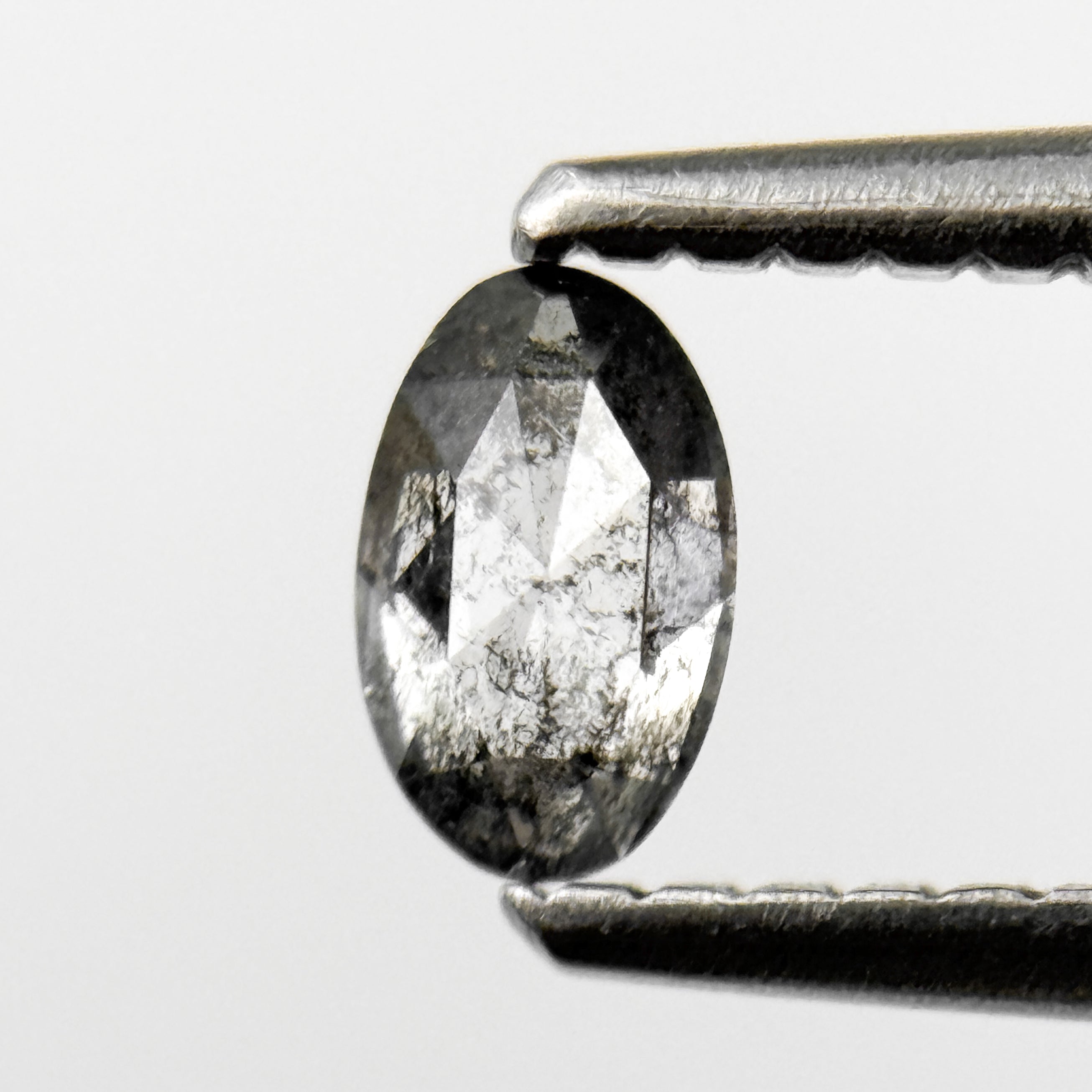 0.24 Ct Oval Rose Cut Grey Natural Salt and Pepper Diamond