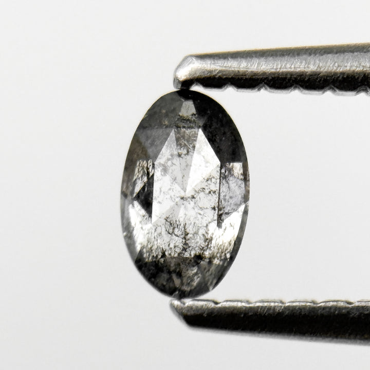 0.24 Ct Oval Rose Cut Grey Natural Salt and Pepper Diamond