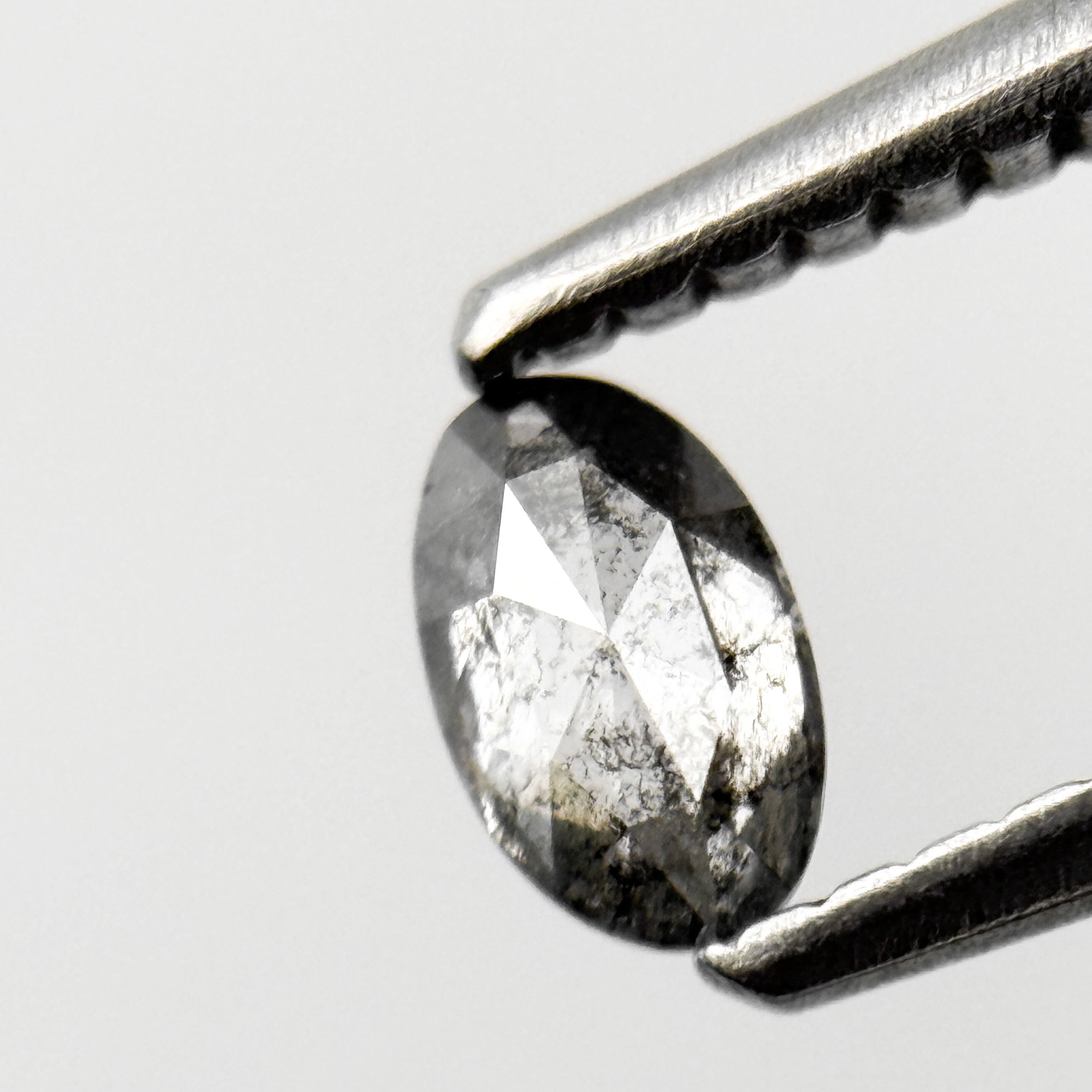 0.24 Ct Oval Rose Cut Grey Natural Salt and Pepper Diamond