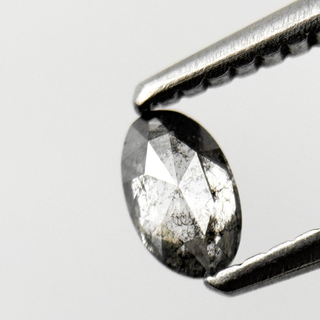 0.24 Ct Oval Rose Cut Grey Natural Salt and Pepper Diamond