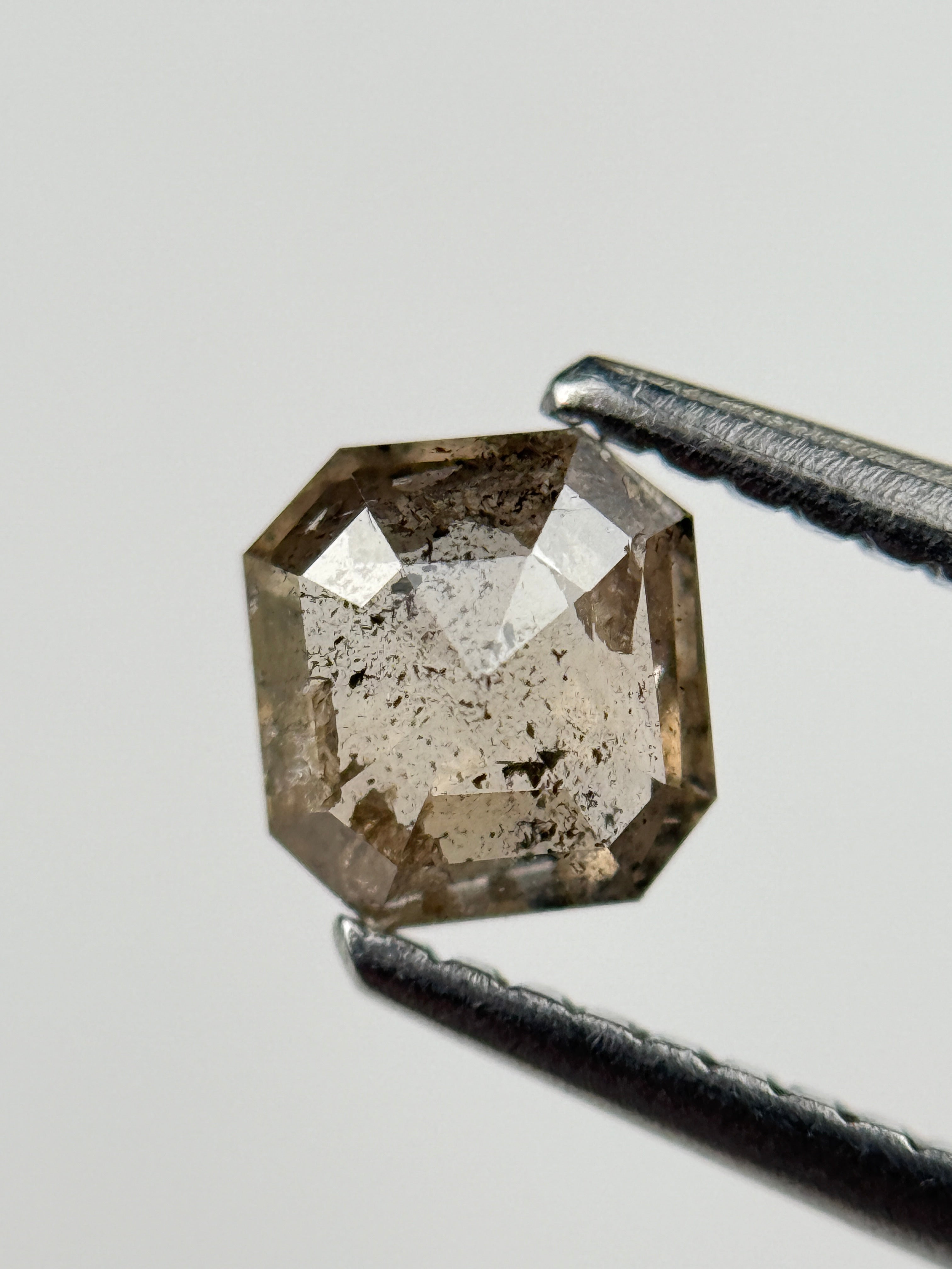 0.65 Ct  Octagon Rose Cut Brown Natural Salt and Pepper Diamond