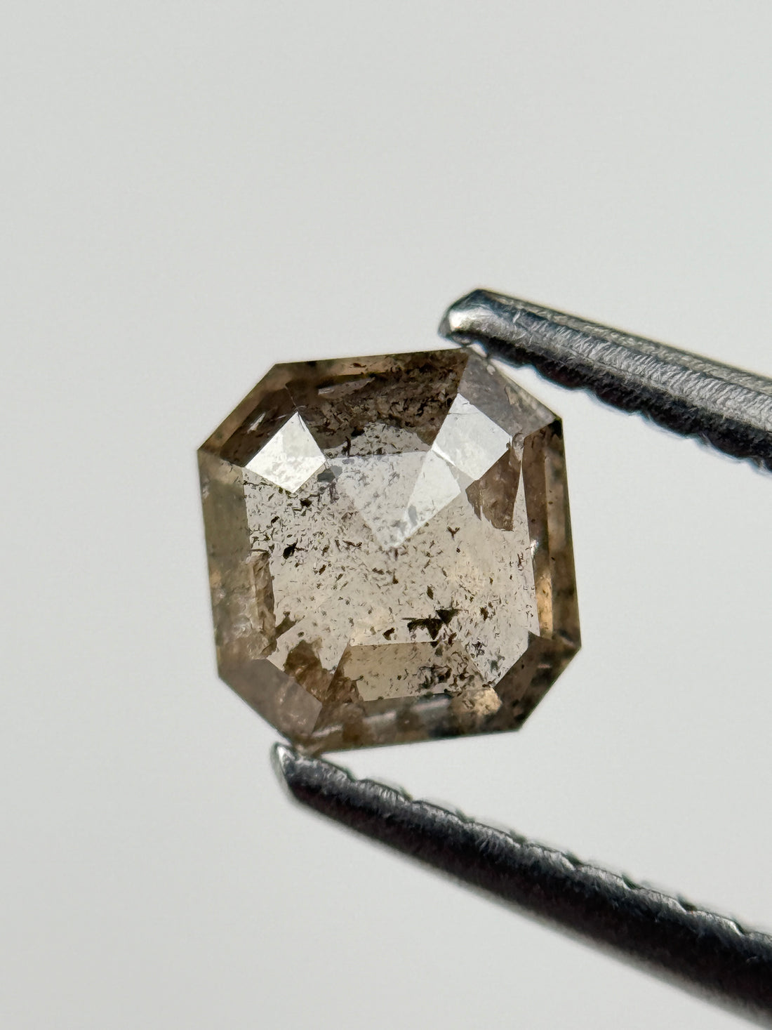 0.65 Ct  Octagon Rose Cut Brown Natural Salt and Pepper Diamond