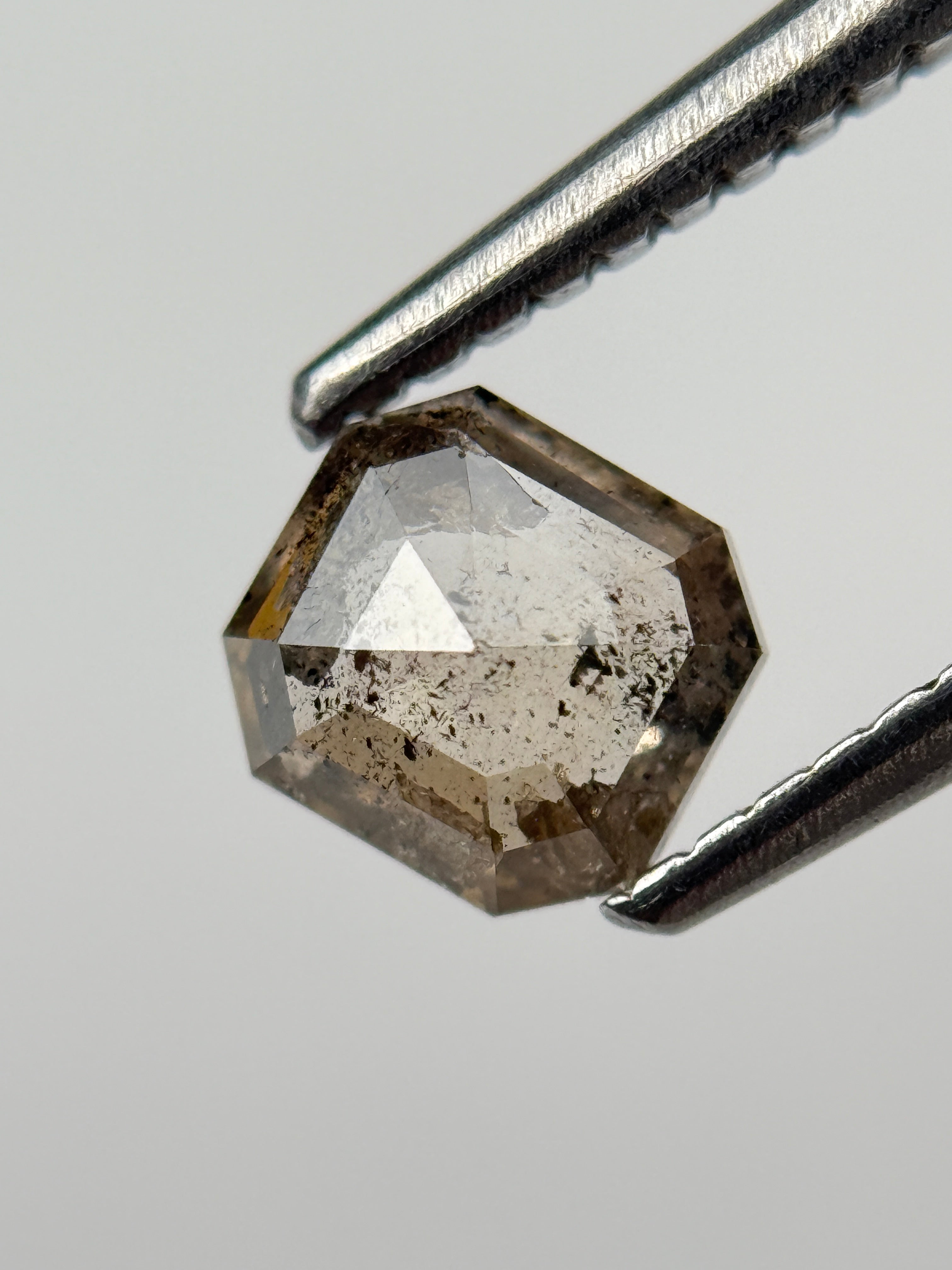 0.65 Ct  Octagon Rose Cut Brown Natural Salt and Pepper Diamond