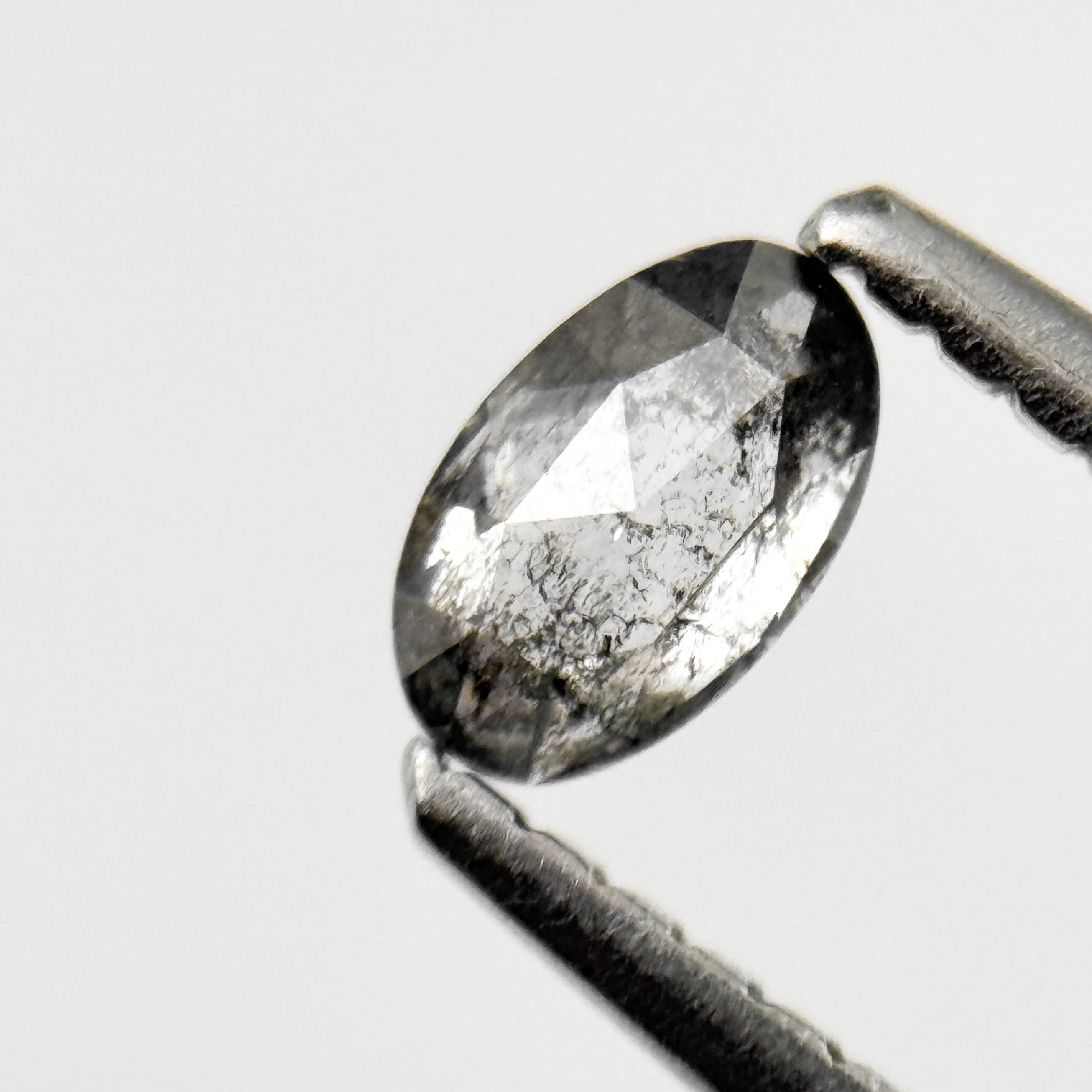 0.24 Ct Oval Rose Cut Grey Natural Salt and Pepper Diamond