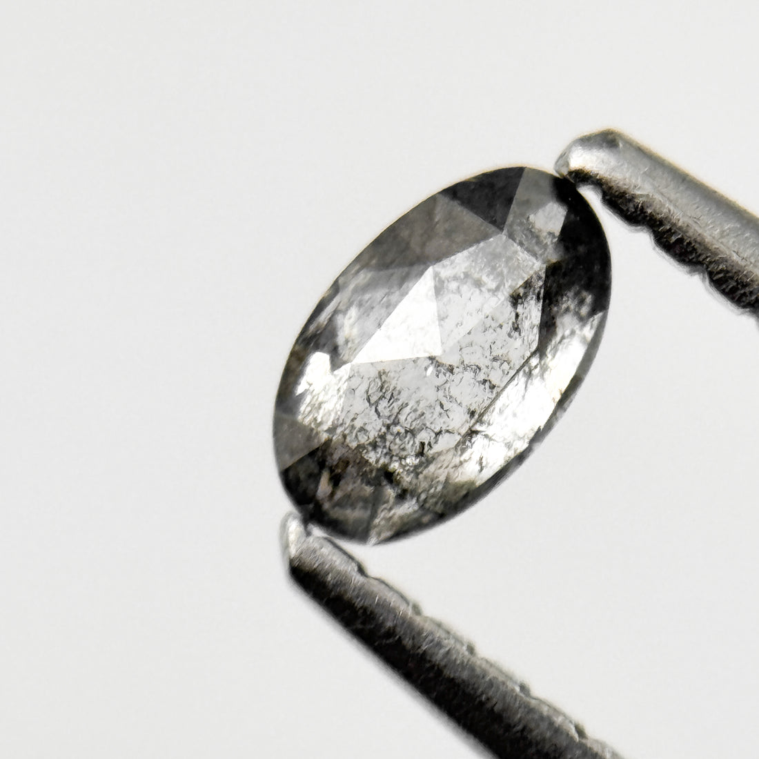 0.24 Ct Oval Rose Cut Grey Natural Salt and Pepper Diamond