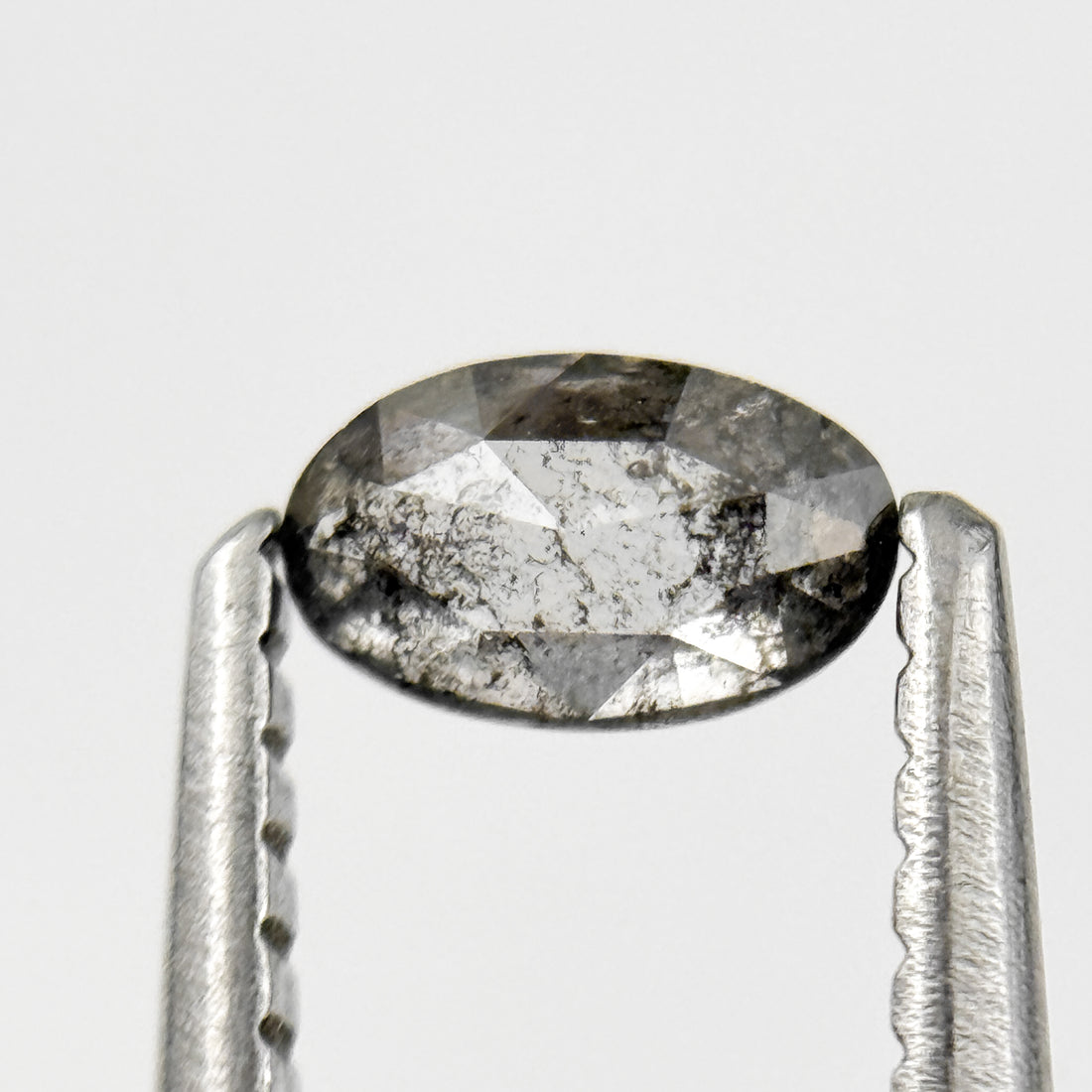 0.24 Ct Oval Rose Cut Grey Natural Salt and Pepper Diamond