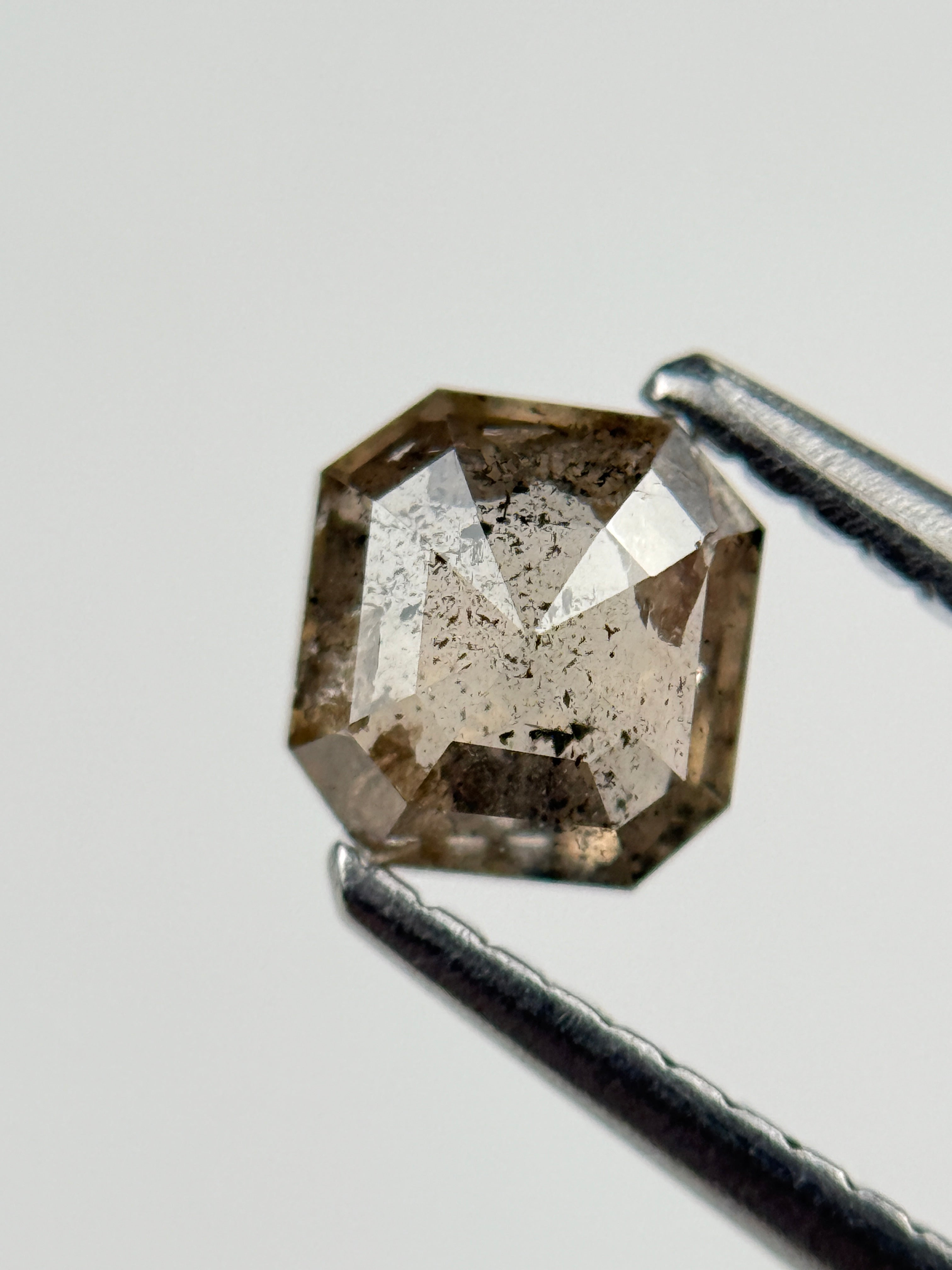 0.65 Ct  Octagon Rose Cut Brown Natural Salt and Pepper Diamond