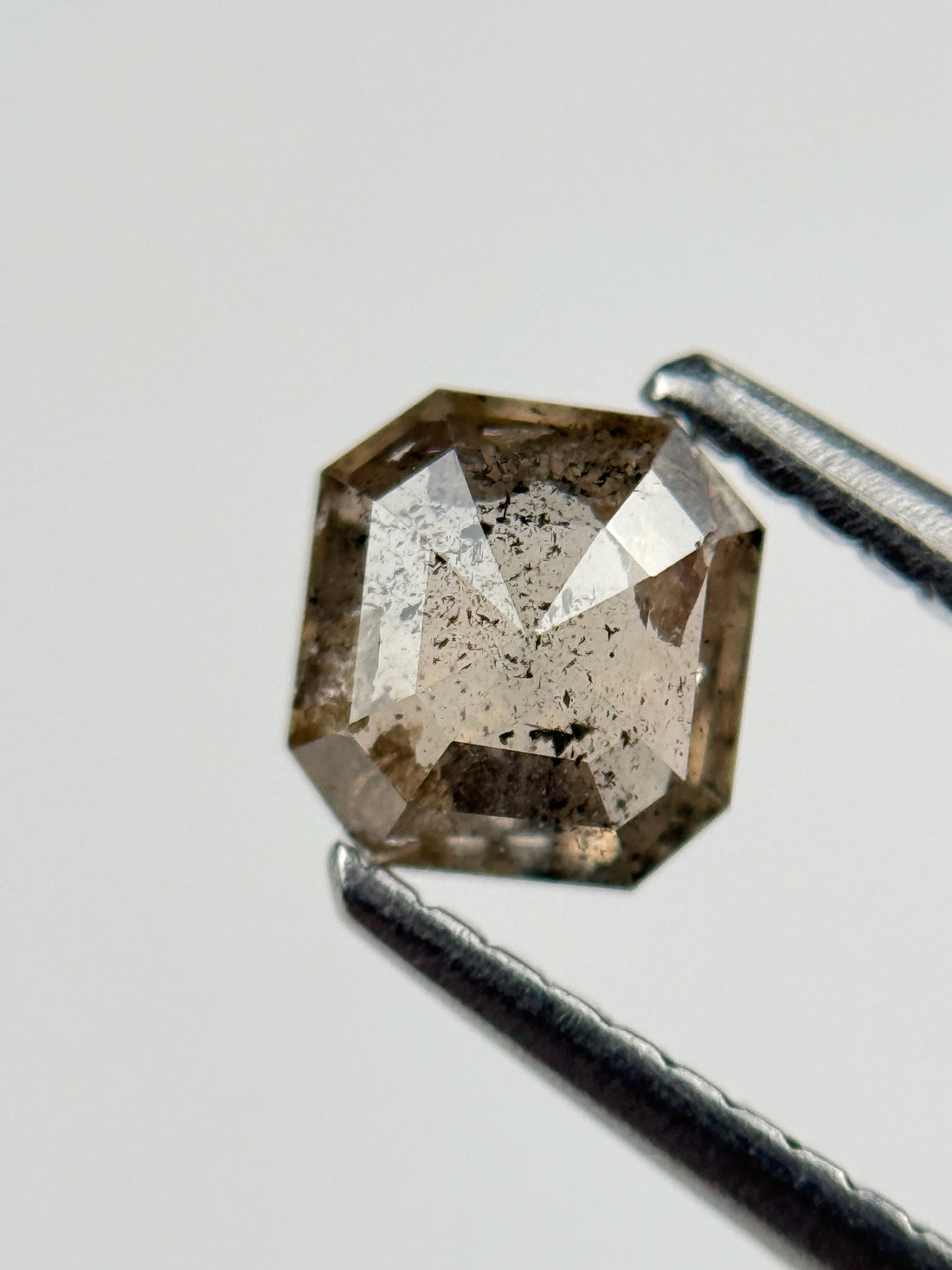 0.65 Ct  Octagon Rose Cut Brown Natural Salt and Pepper Diamond