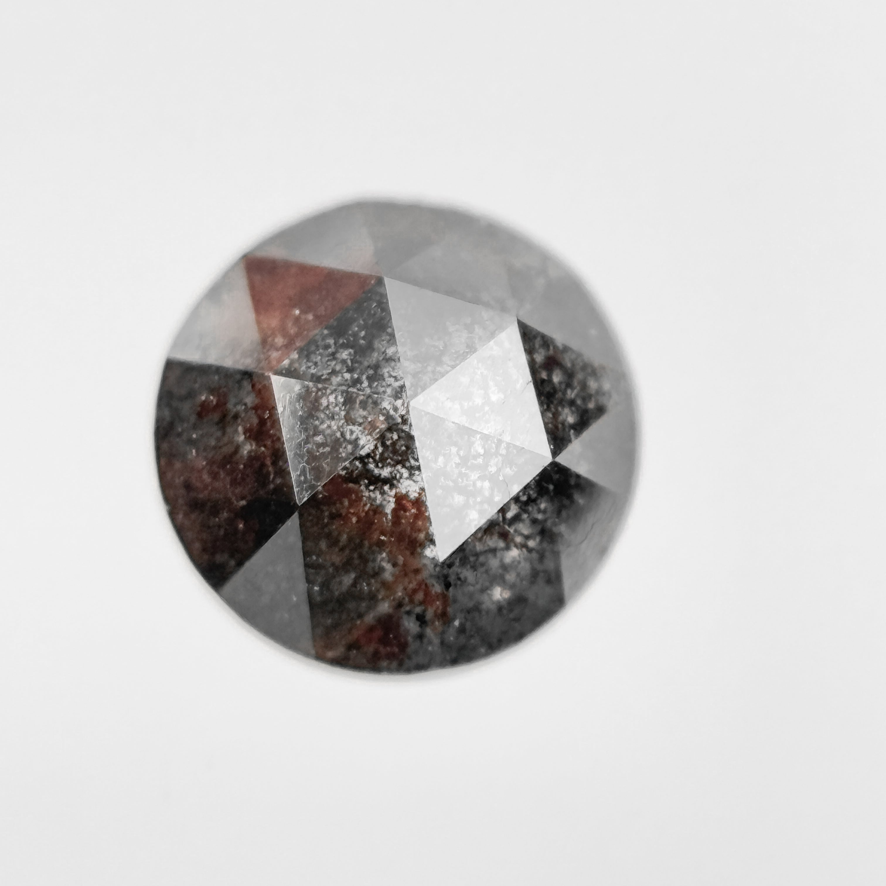 0.82 Ct Round Rose Cut Grey Natural Salt and Pepper Diamond