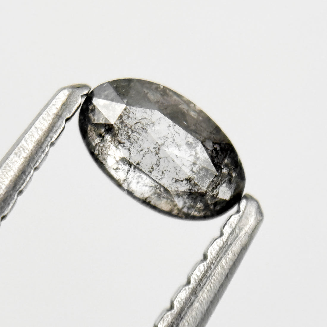 0.24 Ct Oval Rose Cut Grey Natural Salt and Pepper Diamond