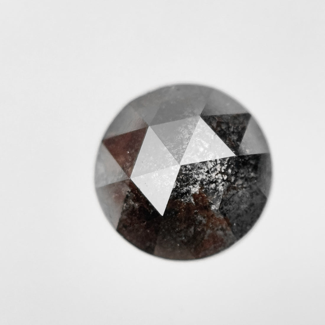 0.82 Ct Round Rose Cut Grey Natural Salt and Pepper Diamond