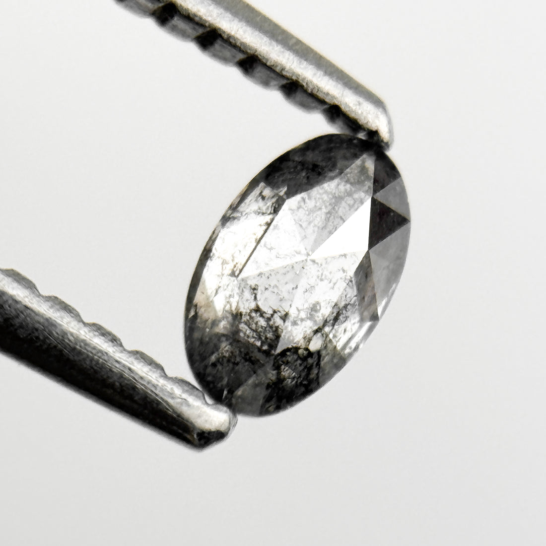 0.24 Ct Oval Rose Cut Grey Natural Salt and Pepper Diamond