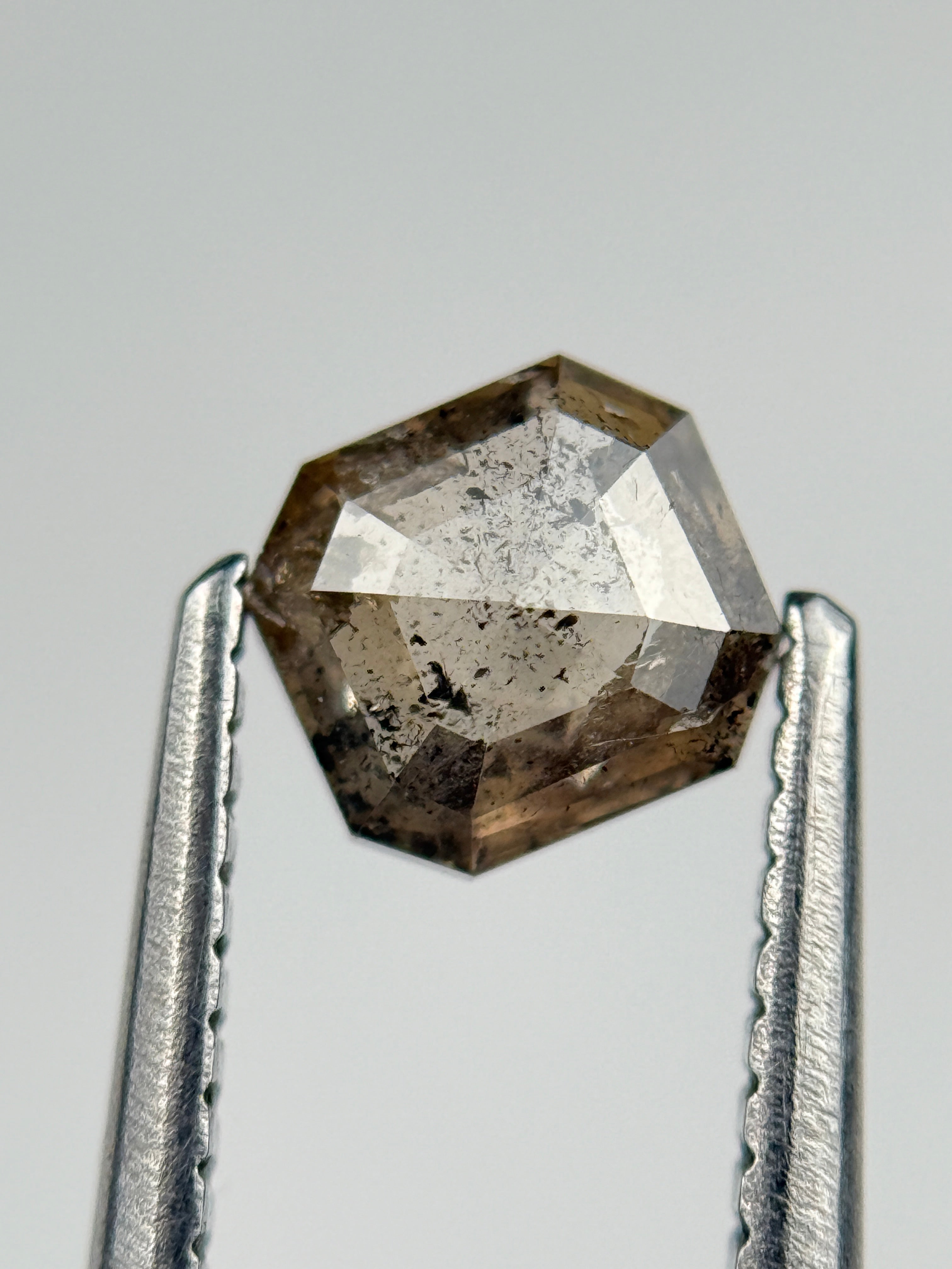 0.65 Ct  Octagon Rose Cut Brown Natural Salt and Pepper Diamond