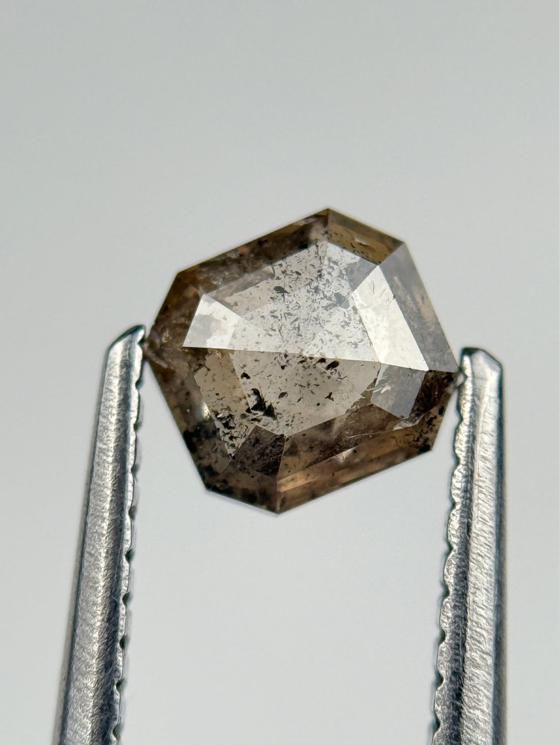 0.65 Ct  Octagon Rose Cut Brown Natural Salt and Pepper Diamond