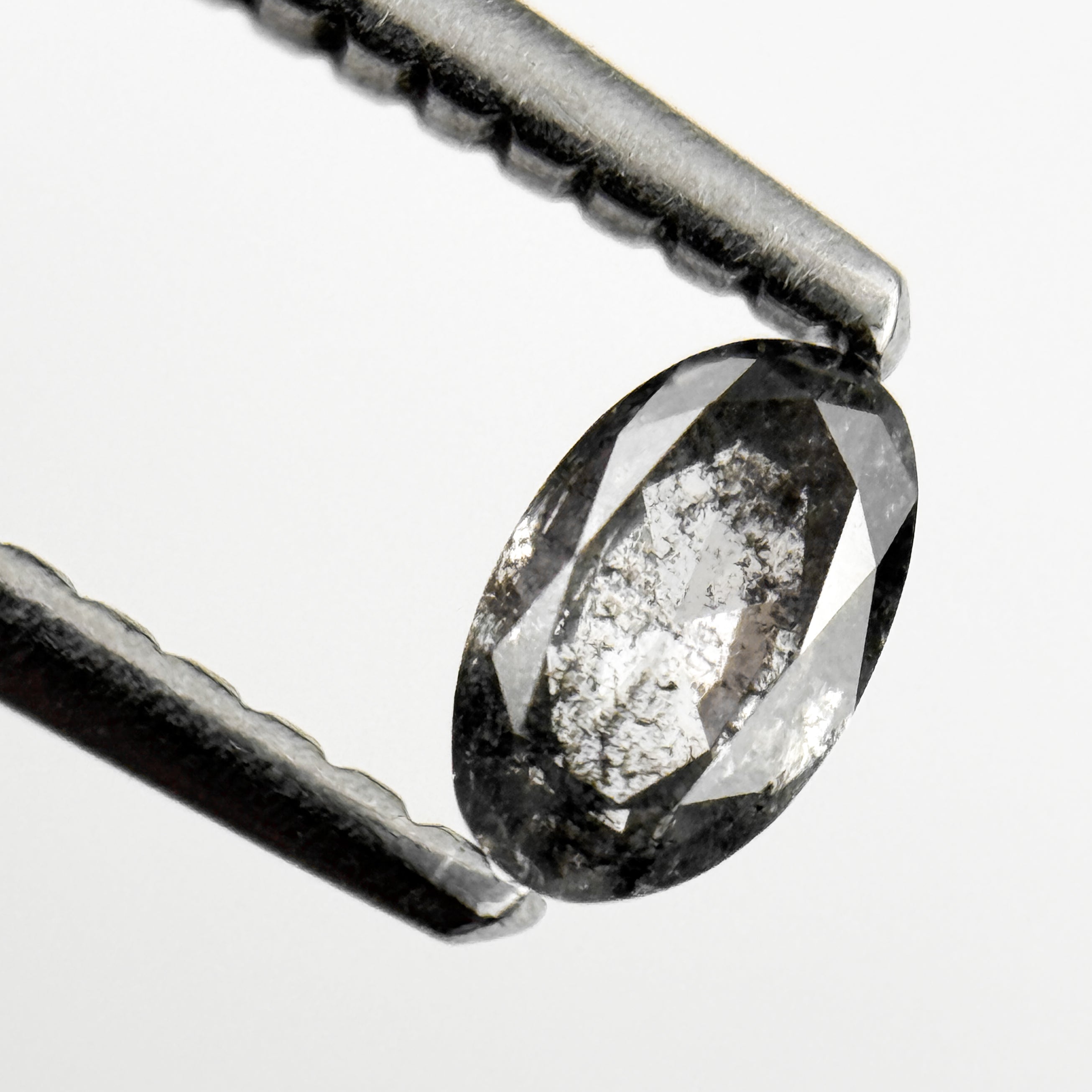 0.24 Ct Oval Rose Cut Grey Natural Salt and Pepper Diamond