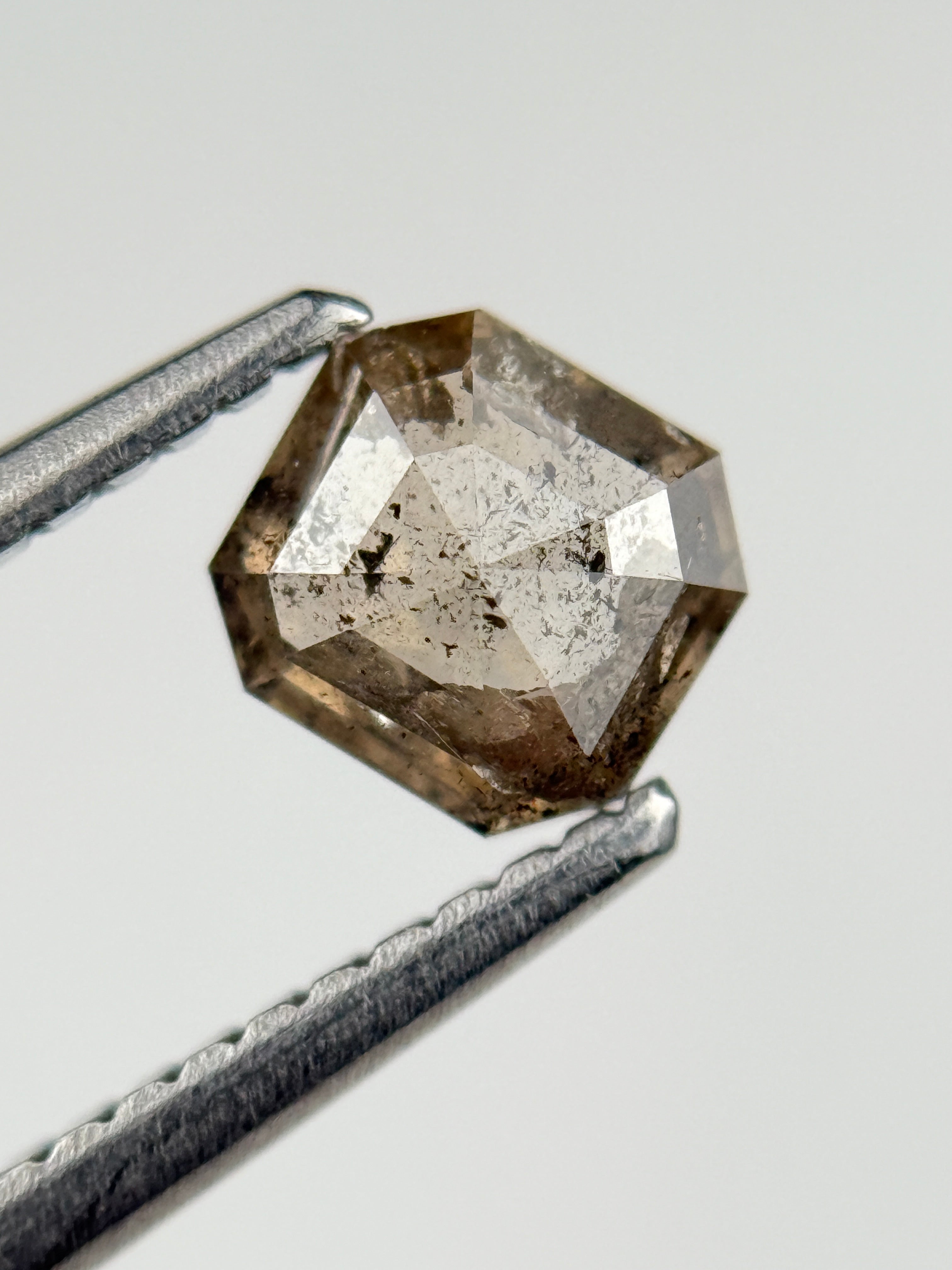 0.65 Ct  Octagon Rose Cut Brown Natural Salt and Pepper Diamond