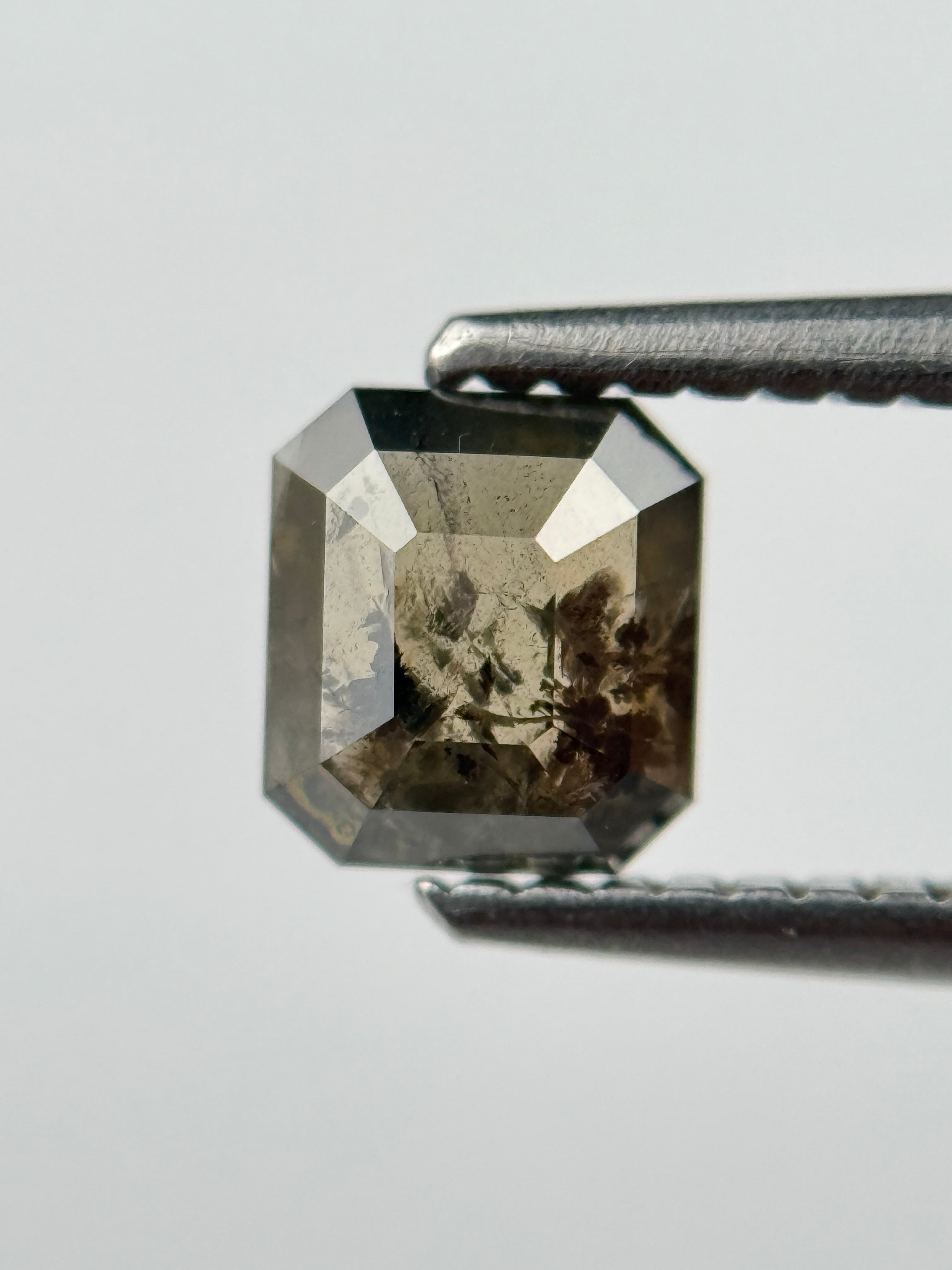0.88 Ct Emerald Rose Cut Brown Natural Salt and Pepper Diamond
