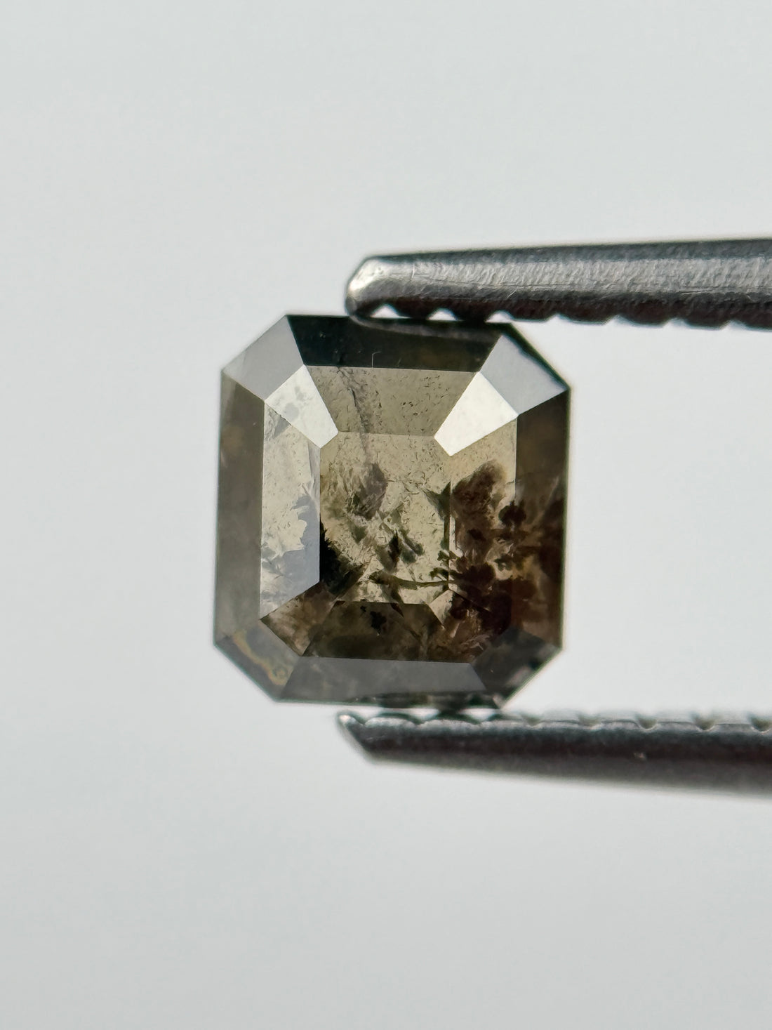 0.88 Ct Emerald Rose Cut Brown Natural Salt and Pepper Diamond