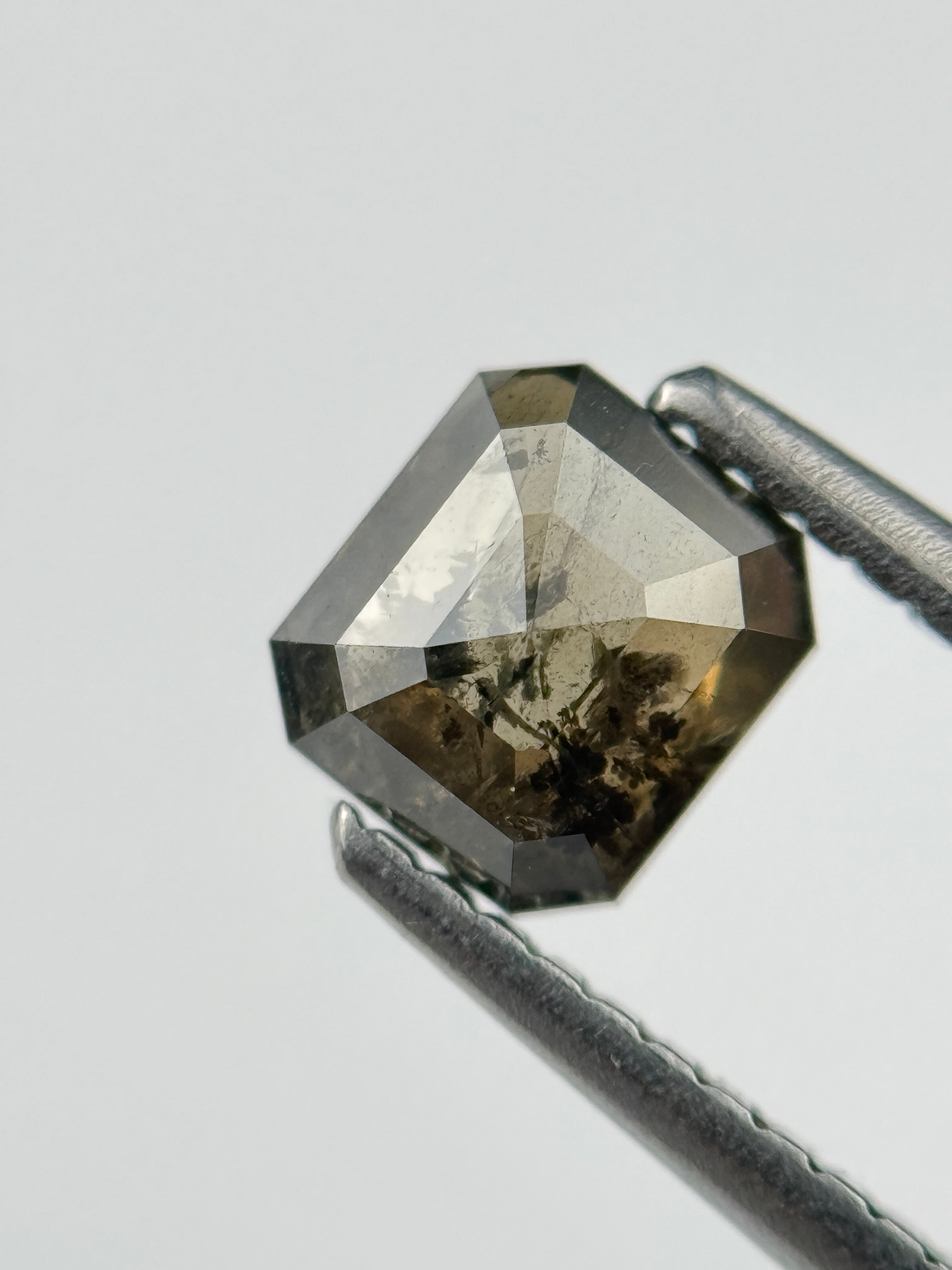 0.88 Ct Emerald Rose Cut Brown Natural Salt and Pepper Diamond
