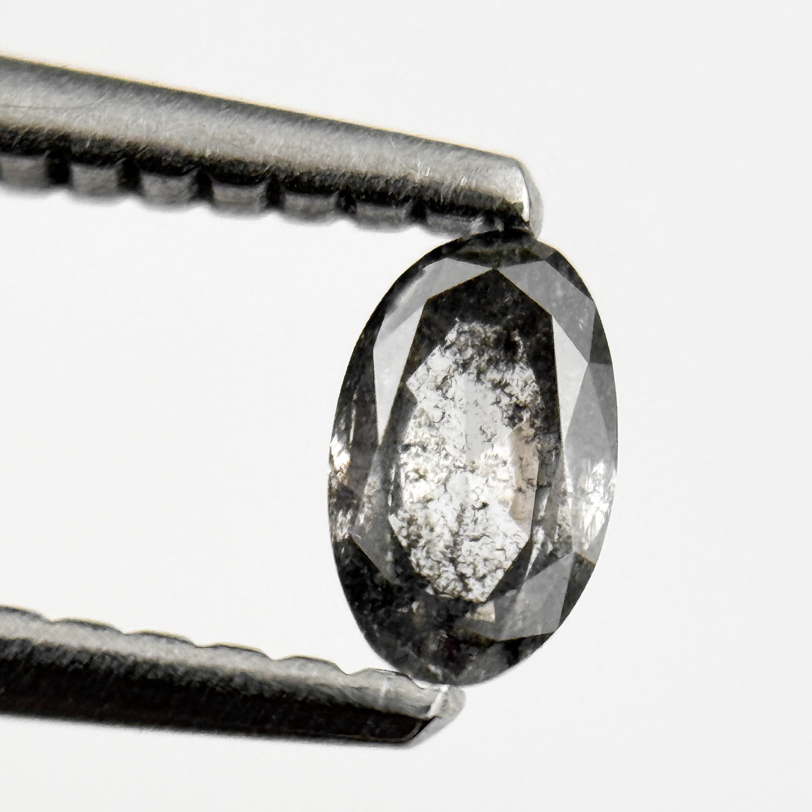 0.24 Ct Oval Rose Cut Grey Natural Salt and Pepper Diamond