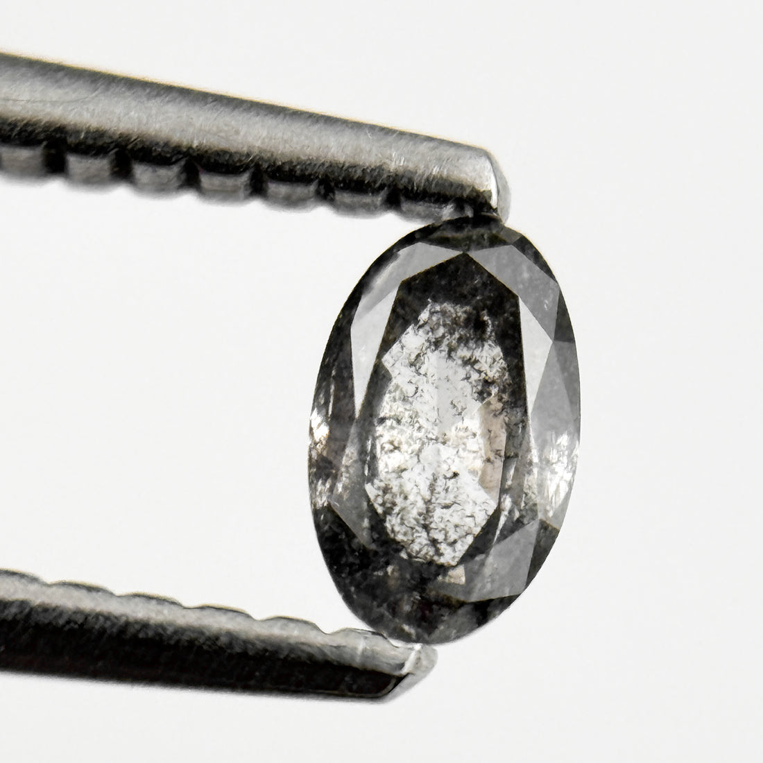 0.24 Ct Oval Rose Cut Grey Natural Salt and Pepper Diamond
