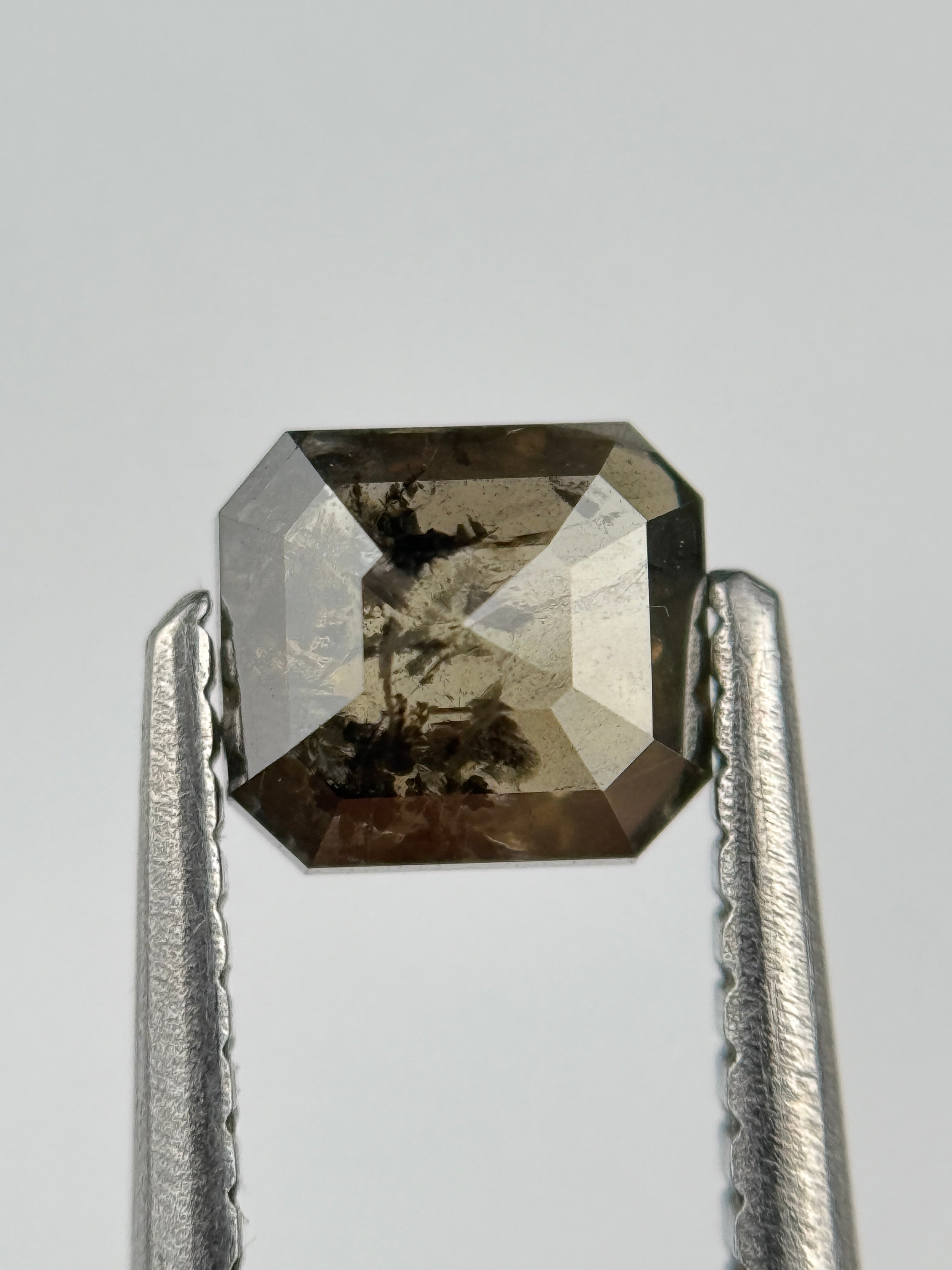 0.88 Ct Emerald Rose Cut Brown Natural Salt and Pepper Diamond