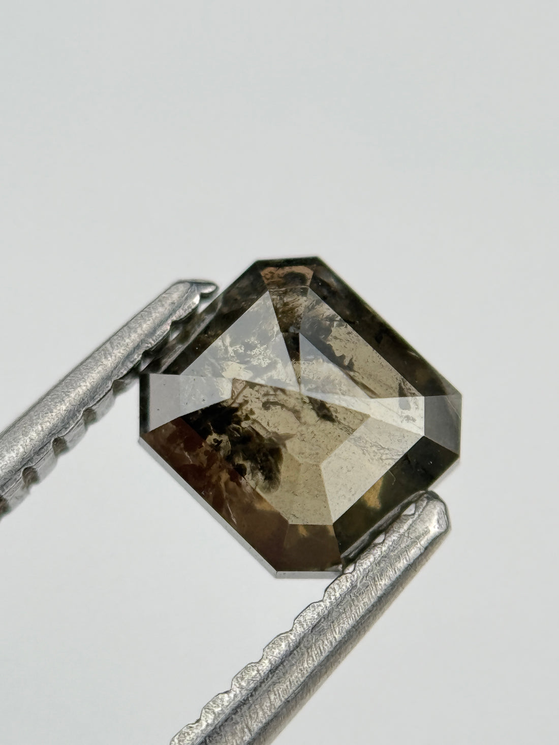 0.88 Ct Emerald Rose Cut Brown Natural Salt and Pepper Diamond