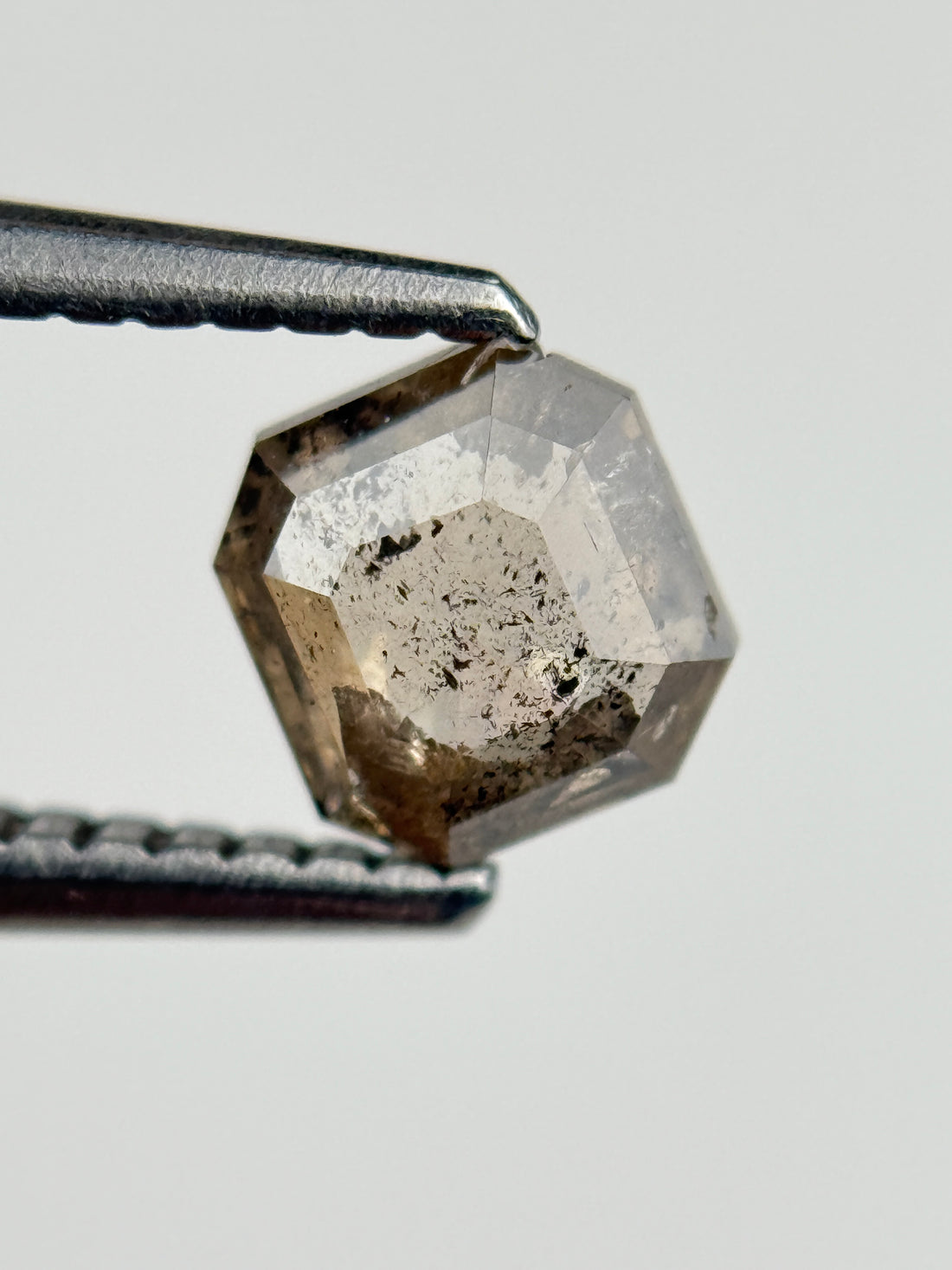 0.65 Ct  Octagon Rose Cut Brown Natural Salt and Pepper Diamond