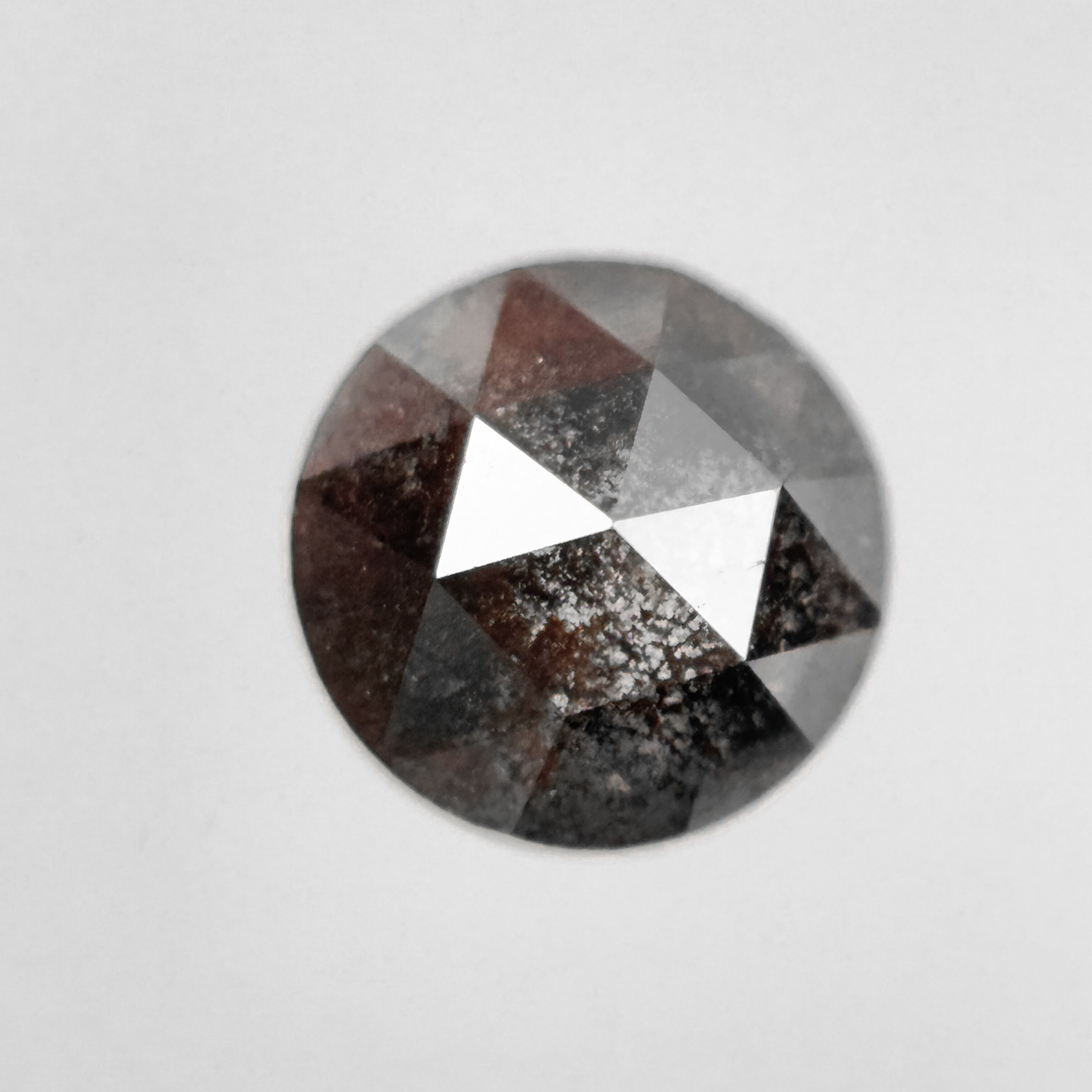 0.82 Ct Round Rose Cut Grey Natural Salt and Pepper Diamond