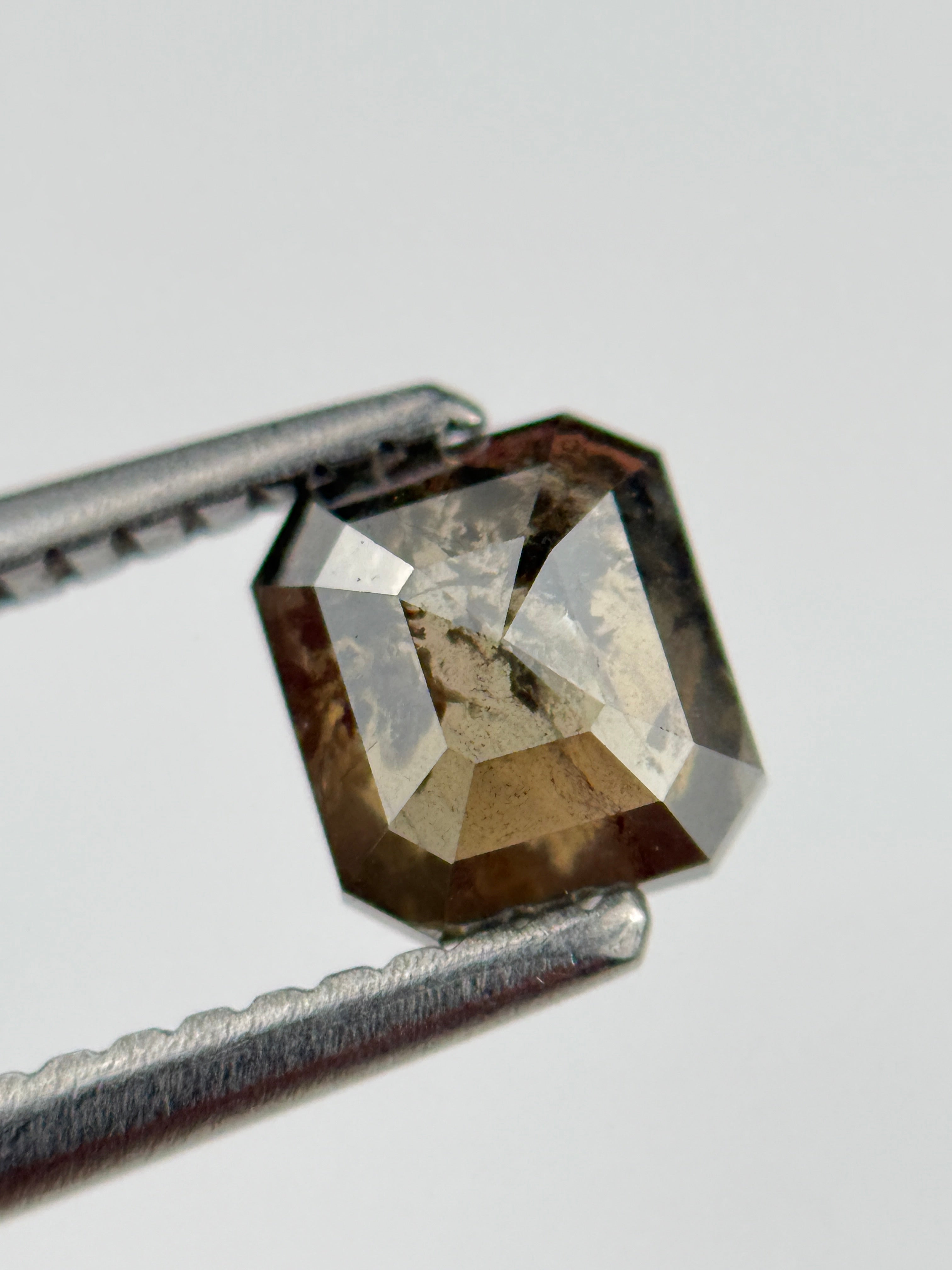0.88 Ct Emerald Rose Cut Brown Natural Salt and Pepper Diamond