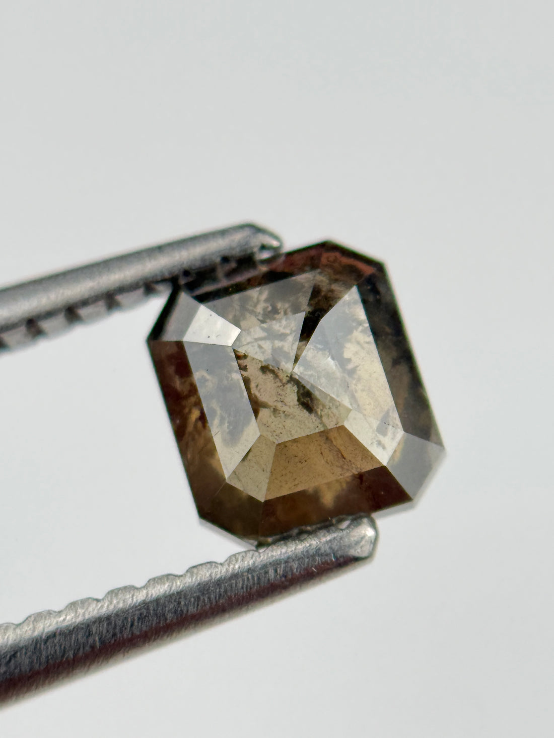 0.88 Ct Emerald Rose Cut Brown Natural Salt and Pepper Diamond