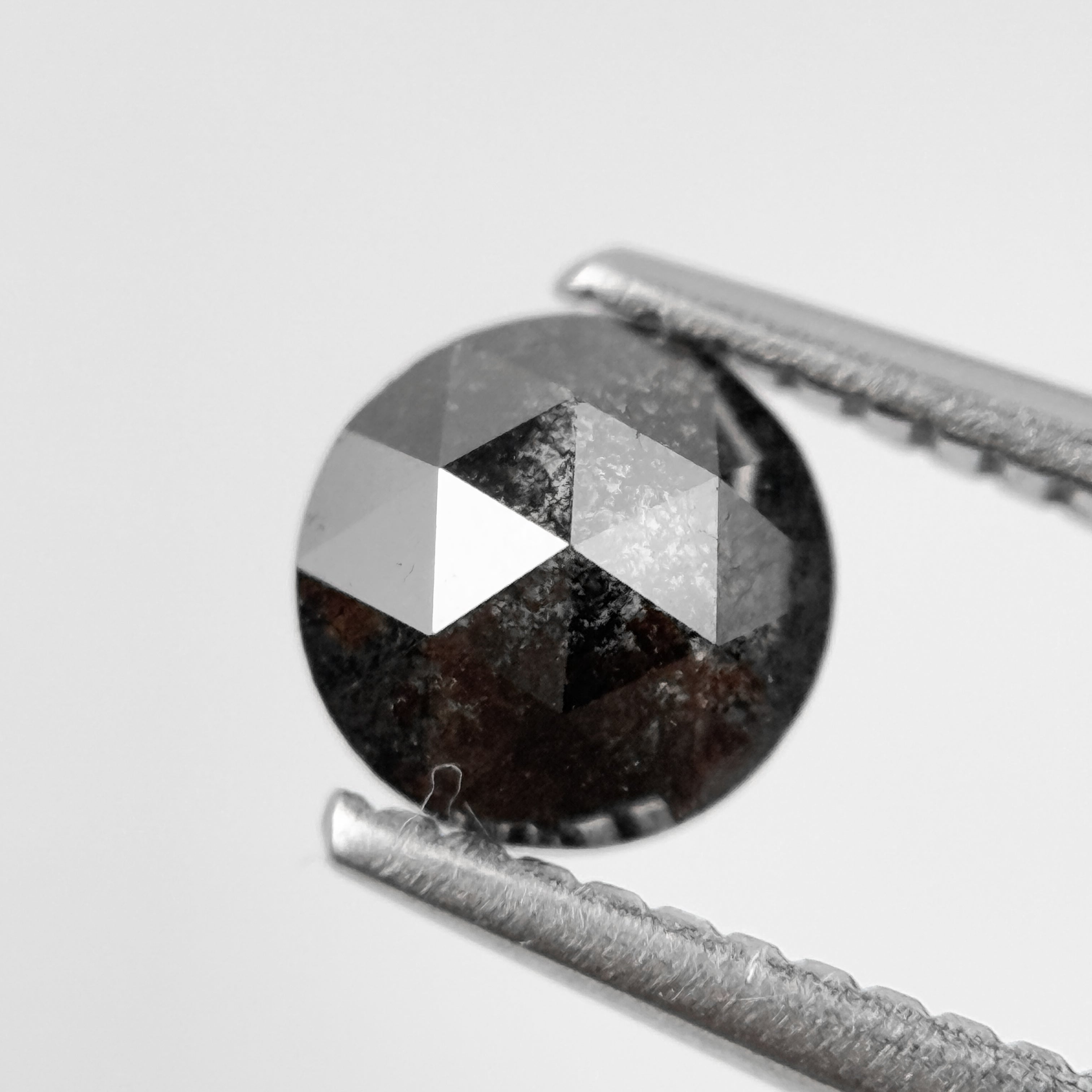 0.82 Ct Round Rose Cut Grey Natural Salt and Pepper Diamond