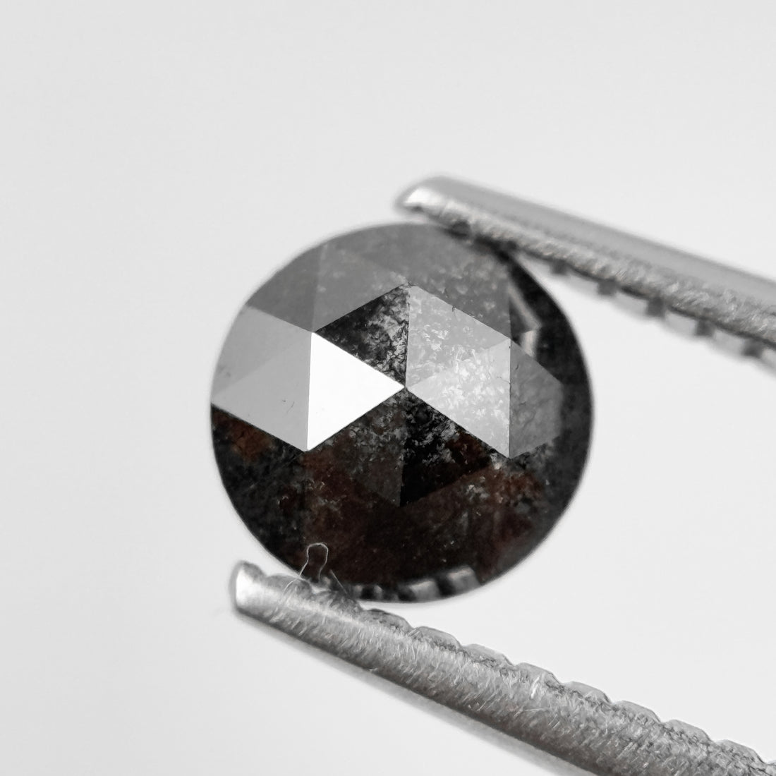 0.82 Ct Round Rose Cut Grey Natural Salt and Pepper Diamond