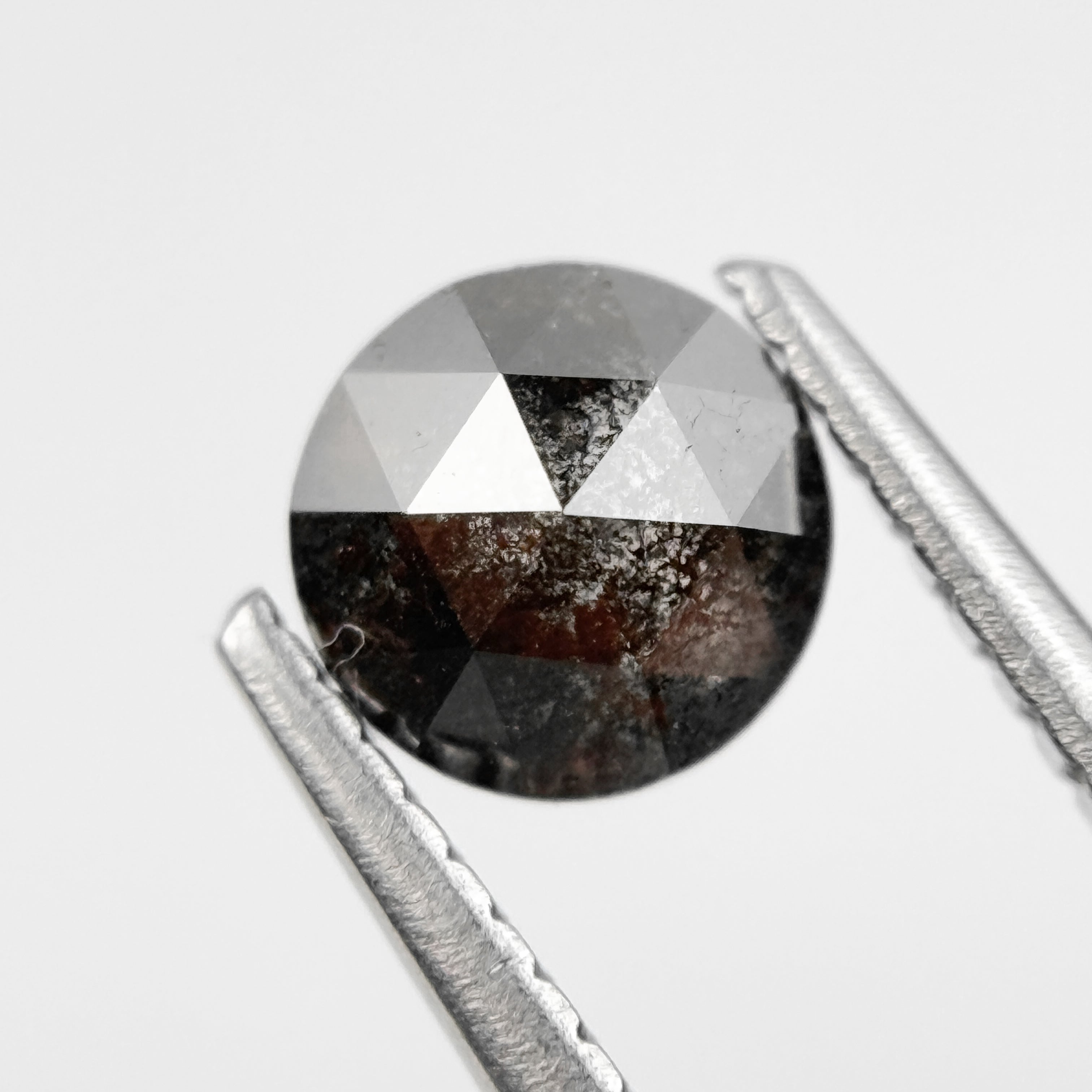 0.82 Ct Round Rose Cut Grey Natural Salt and Pepper Diamond