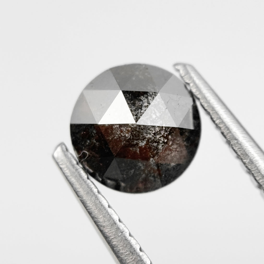 0.82 Ct Round Rose Cut Grey Natural Salt and Pepper Diamond