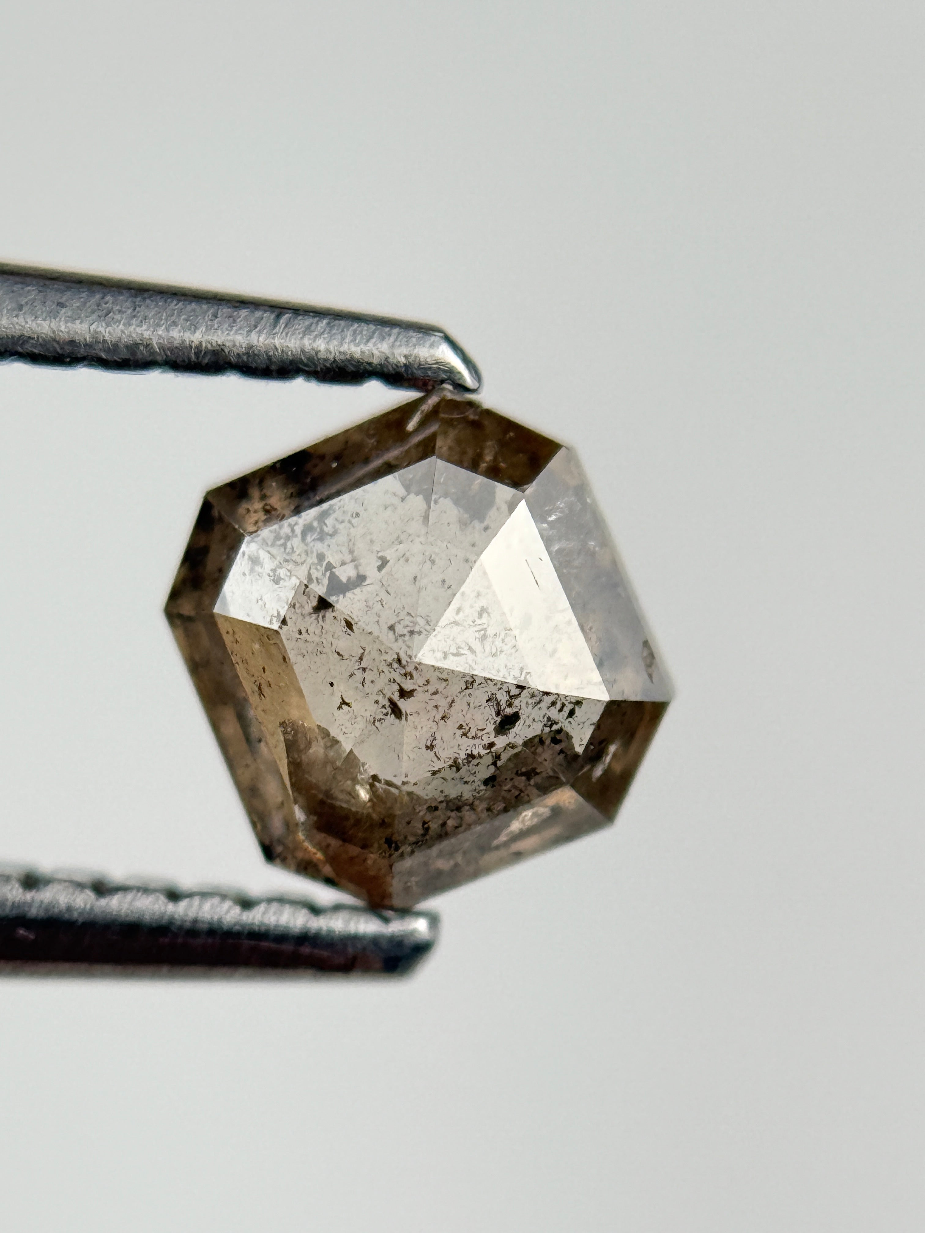 0.65 Ct  Octagon Rose Cut Brown Natural Salt and Pepper Diamond